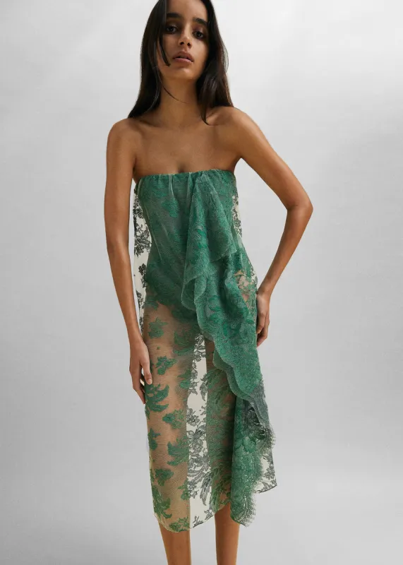 Christopher Esber Floating Lace Strapless Dress - Evergreen made by Frankie Shop