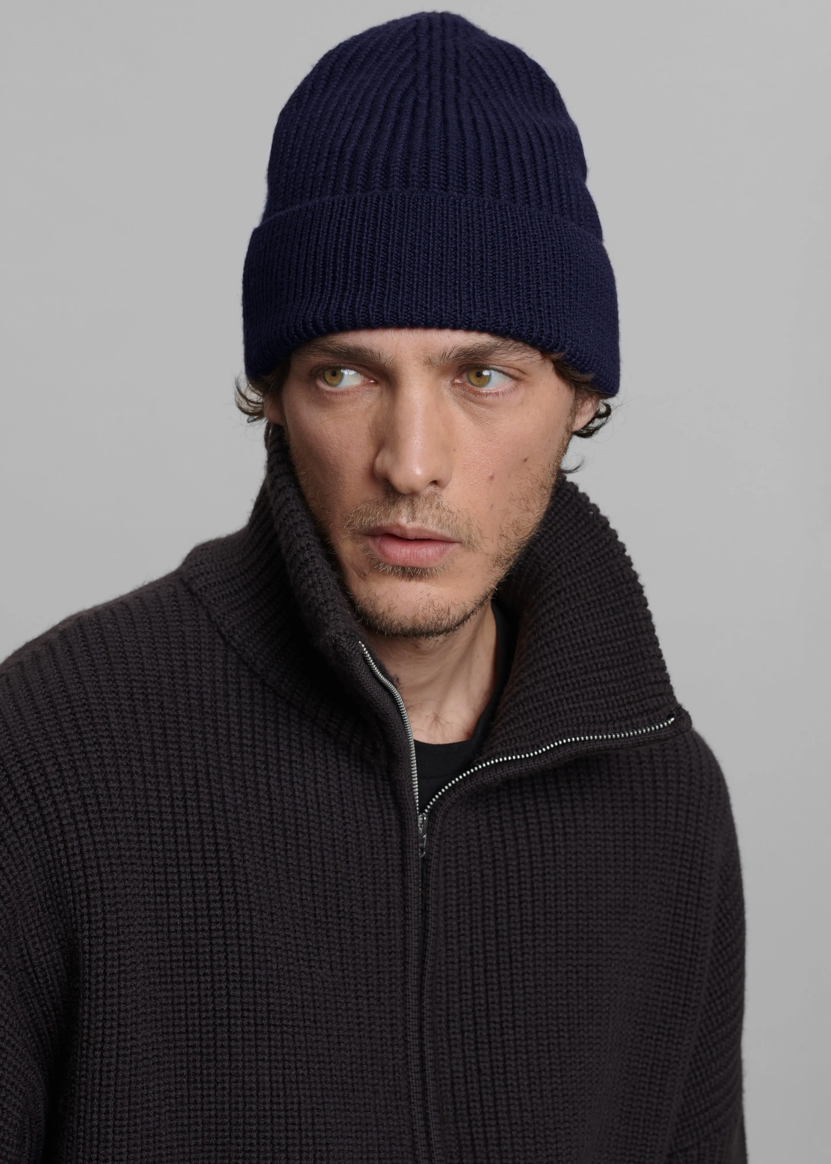 Amo Wool Beanie - Navy sold by Frankie Shop