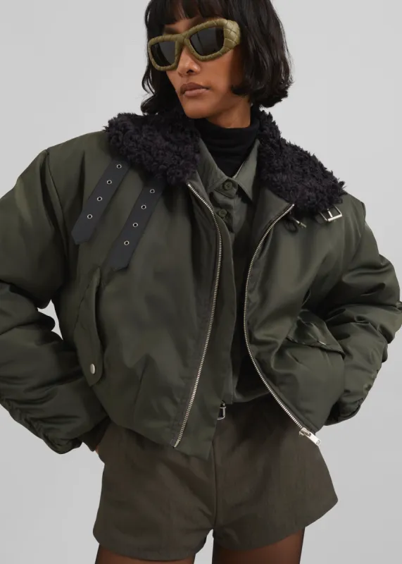 Riano Cropped Bomber Jacket - Khaki sold by Frankie Shop