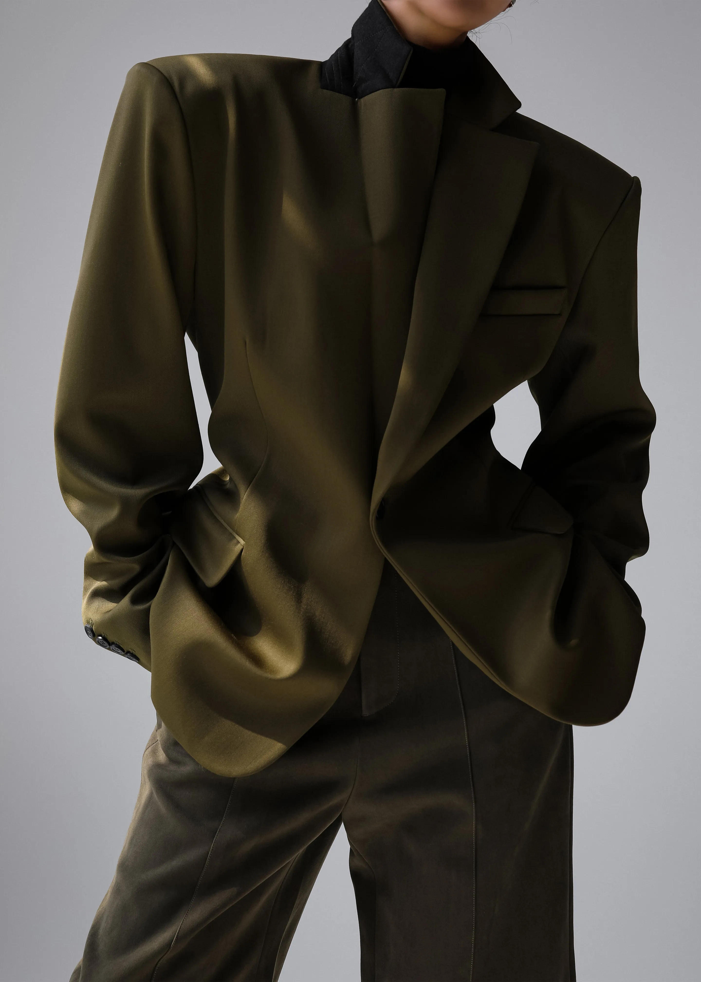 Naima Belted Blazer - Khaki sold by Frankie Shop
