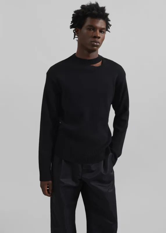 Louis Gabriel Nouchi Wool Jumper With Signature Opening - Black made by Frankie Shop