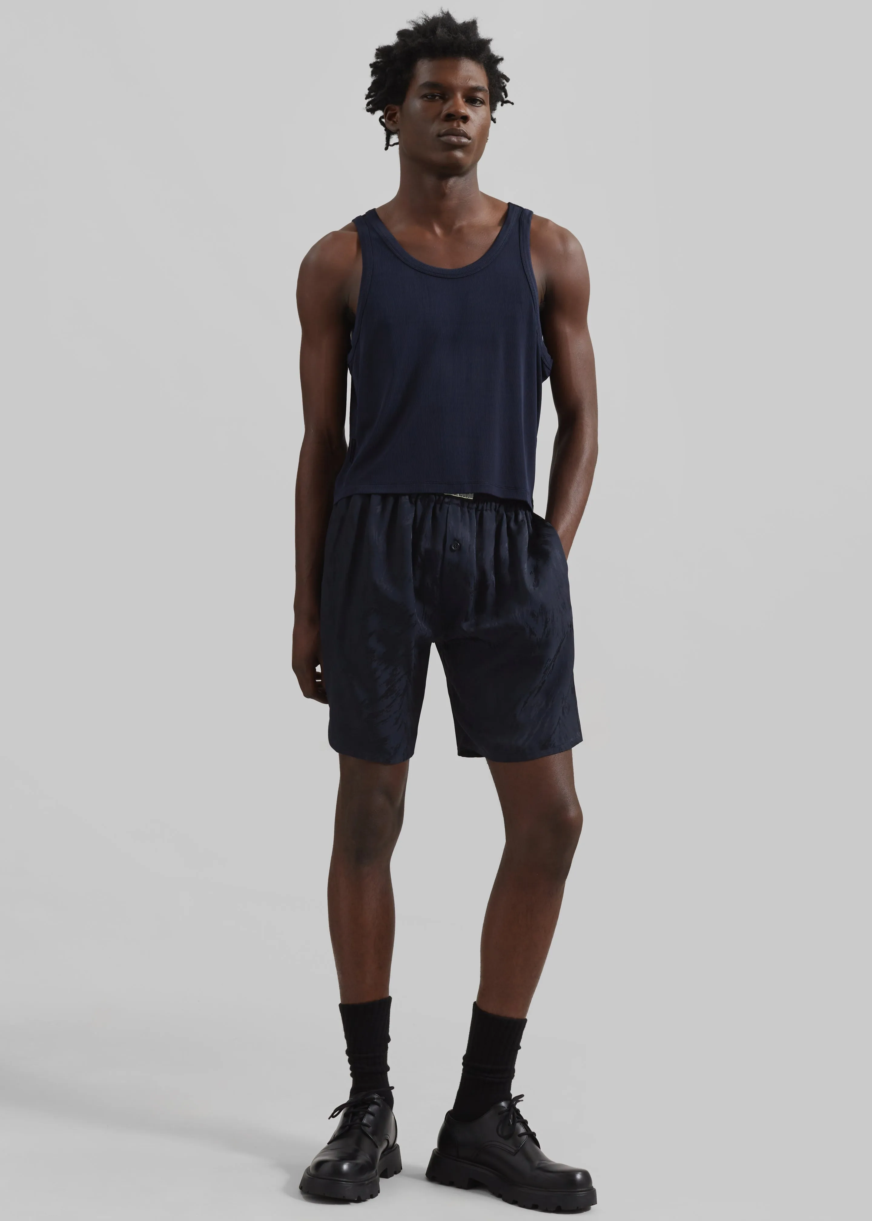 Louis Gabriel Nouchi Large Pyjama Shorts - Night Blue Fur sold by Frankie Shop product image thumbnail 3