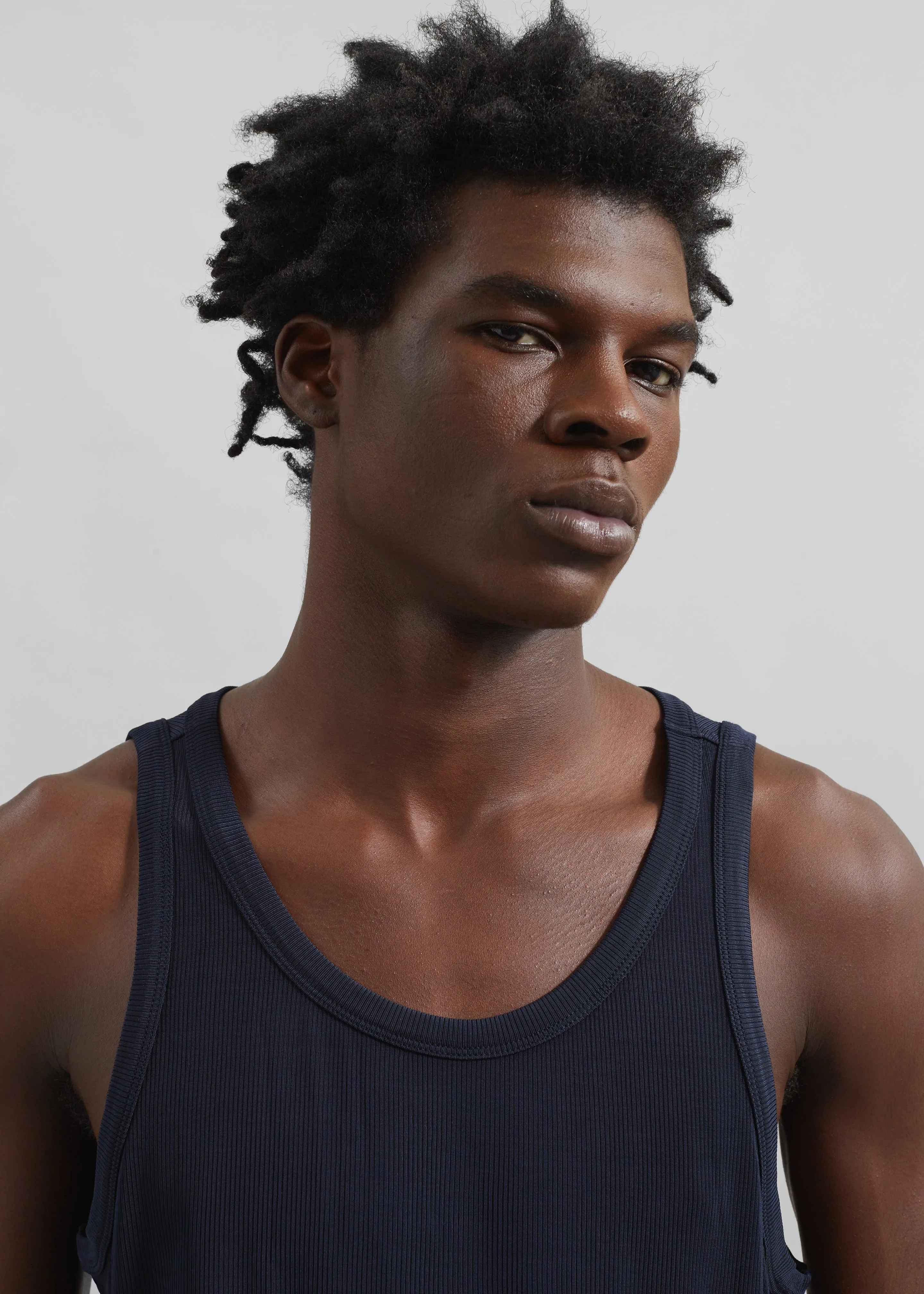 Louis Gabriel Nouchi Fluid Ribbed Tank Top - Night Blue sold by Frankie Shop product image thumbnail 3