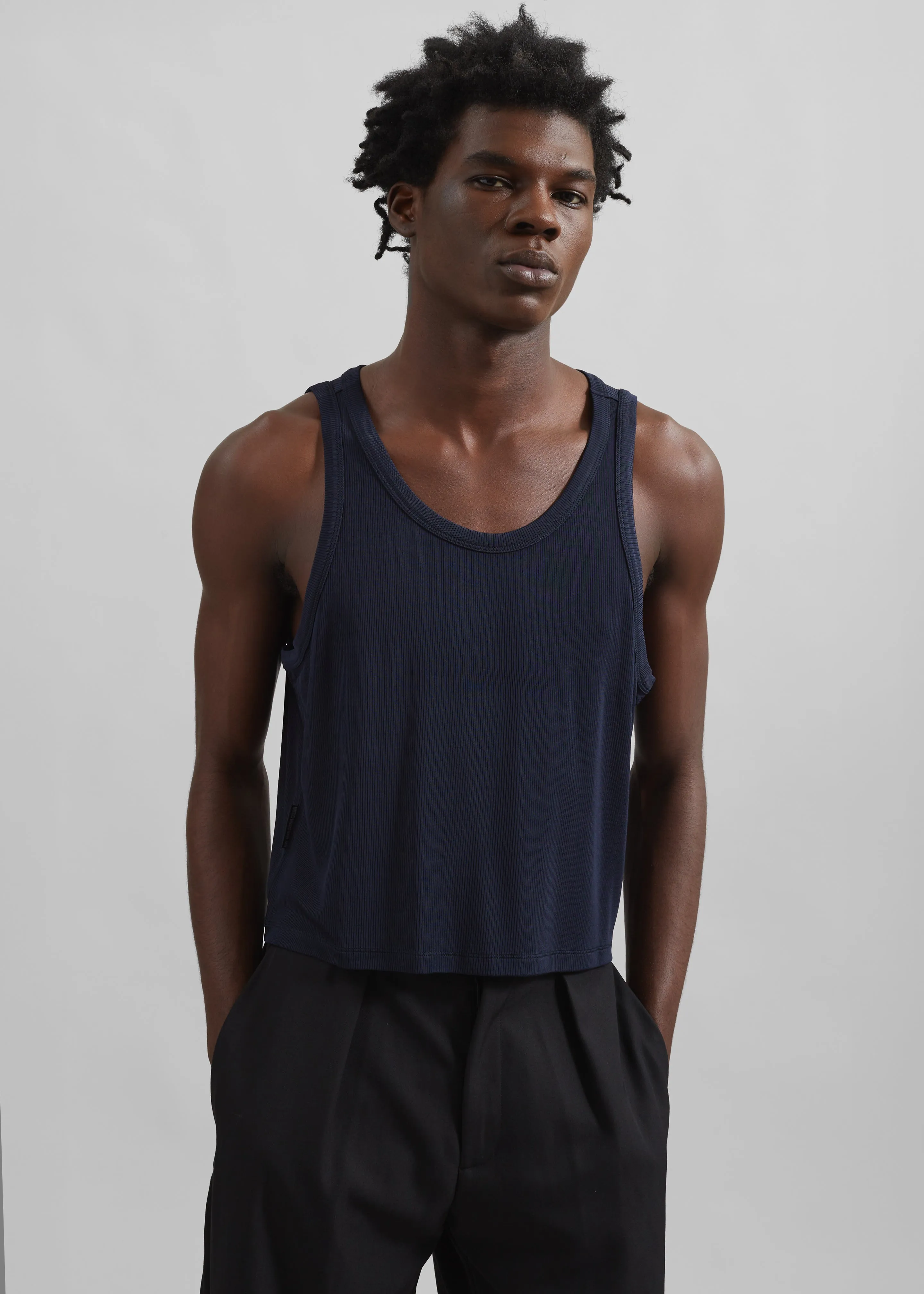 Louis Gabriel Nouchi Fluid Ribbed Tank Top - Night Blue sold by Frankie Shop