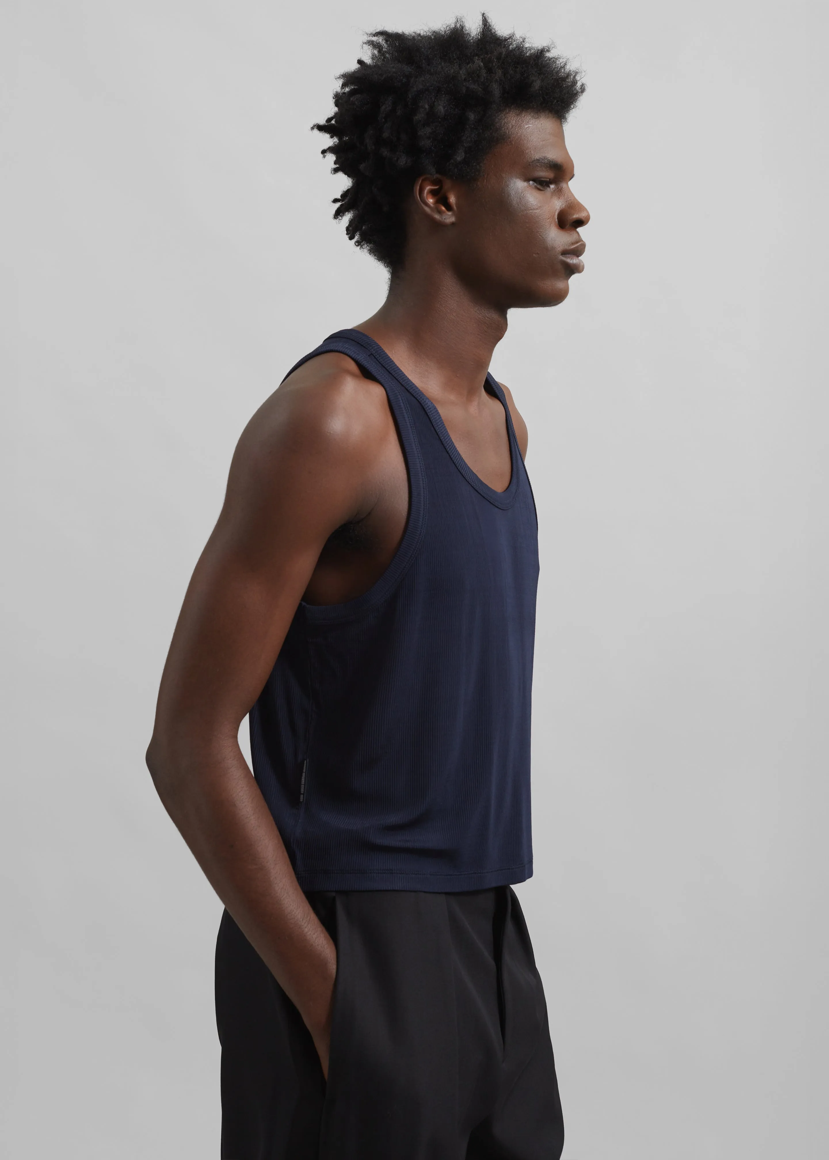 Louis Gabriel Nouchi Fluid Ribbed Tank Top - Night Blue sold by Frankie Shop product image thumbnail 4