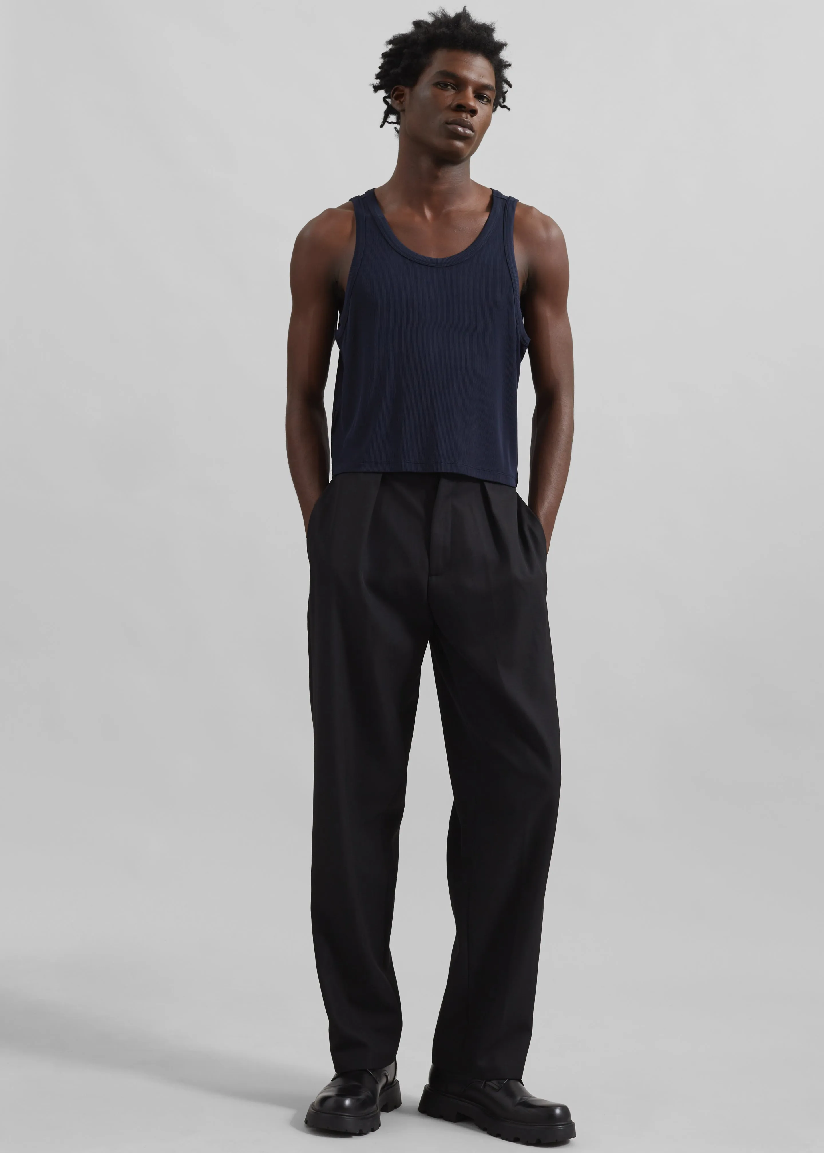 Louis Gabriel Nouchi Fluid Ribbed Tank Top - Night Blue sold by Frankie Shop product image thumbnail 2