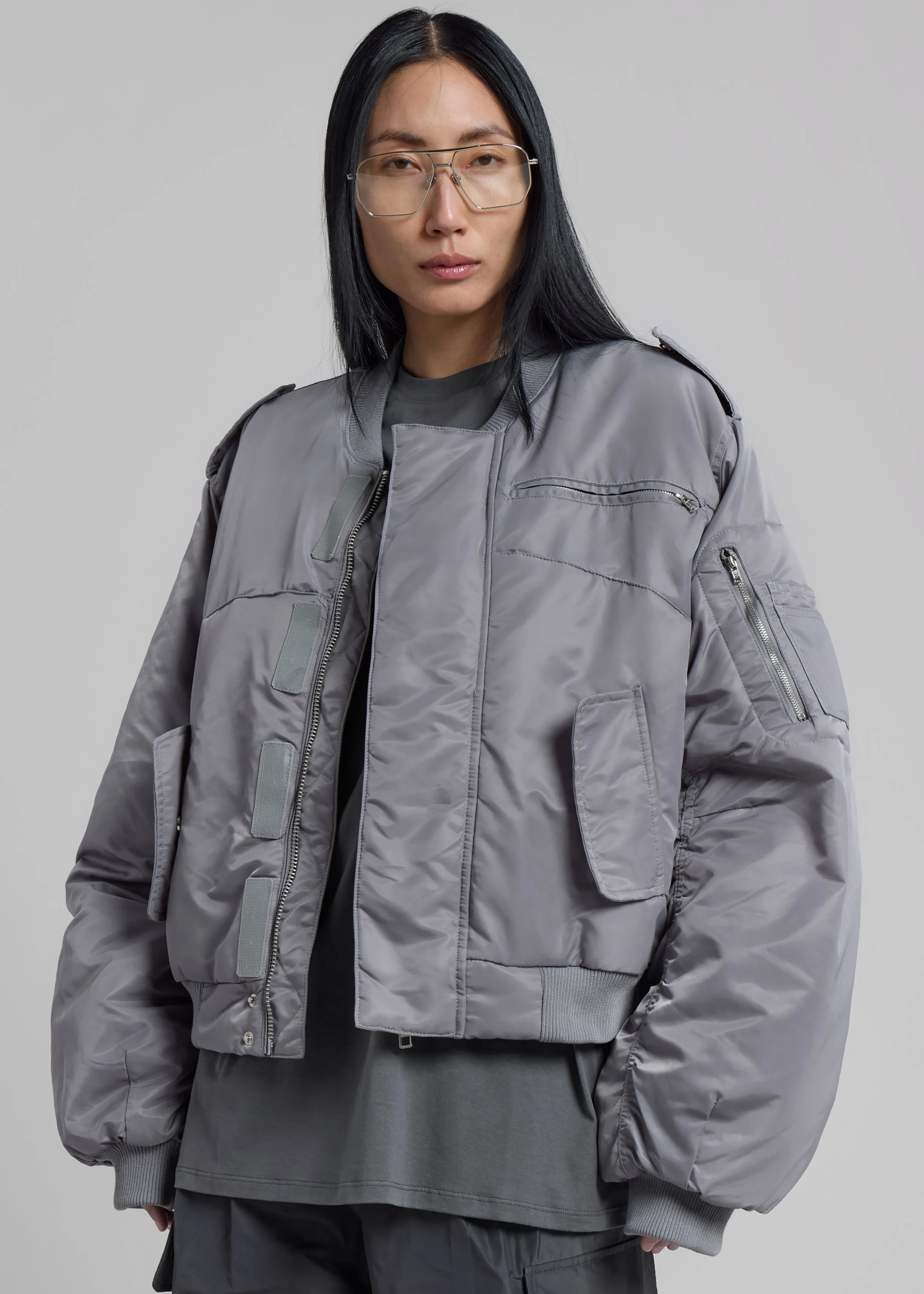 Dalva Bomber Jacket - Light Grey sold by Frankie Shop