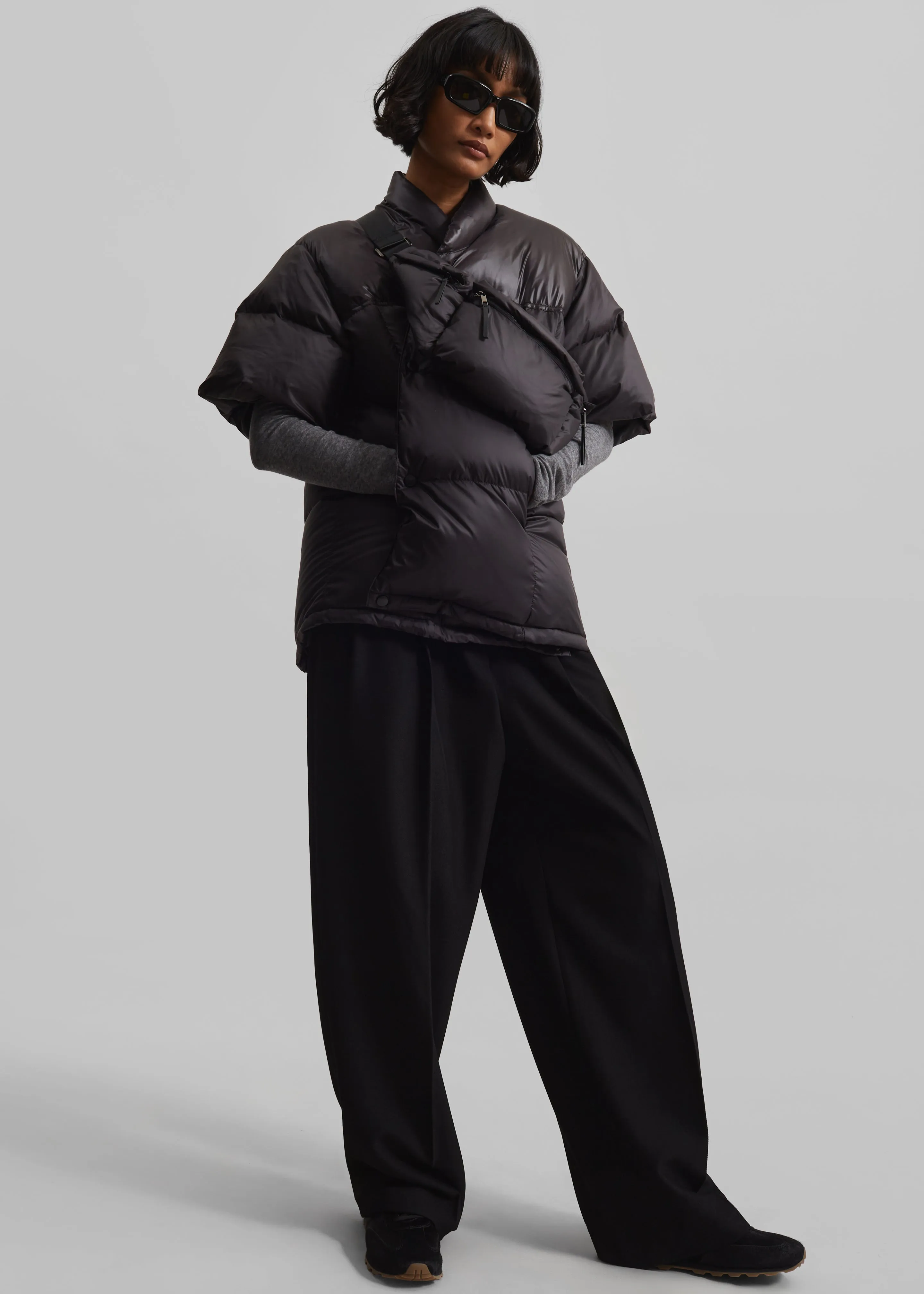 Akron Short Sleeve Puffer Jacket - Dark Brown sold by Frankie Shop product image thumbnail 3