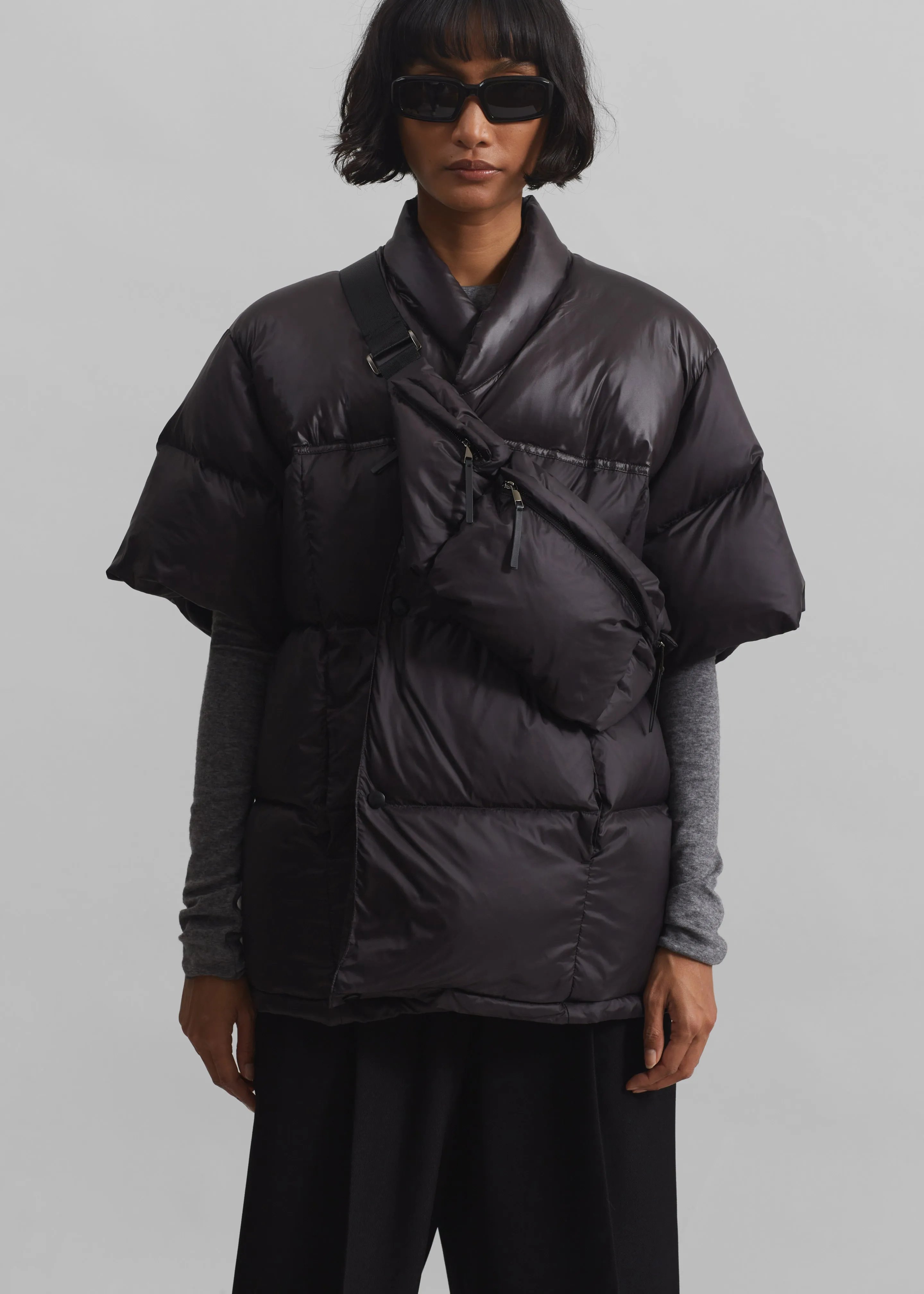 Akron Short Sleeve Puffer Jacket - Dark Brown sold by Frankie Shop product image thumbnail 2