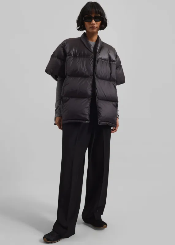 Akron Short Sleeve Puffer Jacket - Dark Brown sold by Frankie Shop