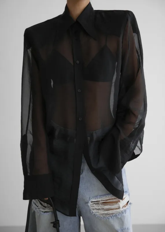 Jolene Semi Sheer Shirt - Black sold by Frankie Shop