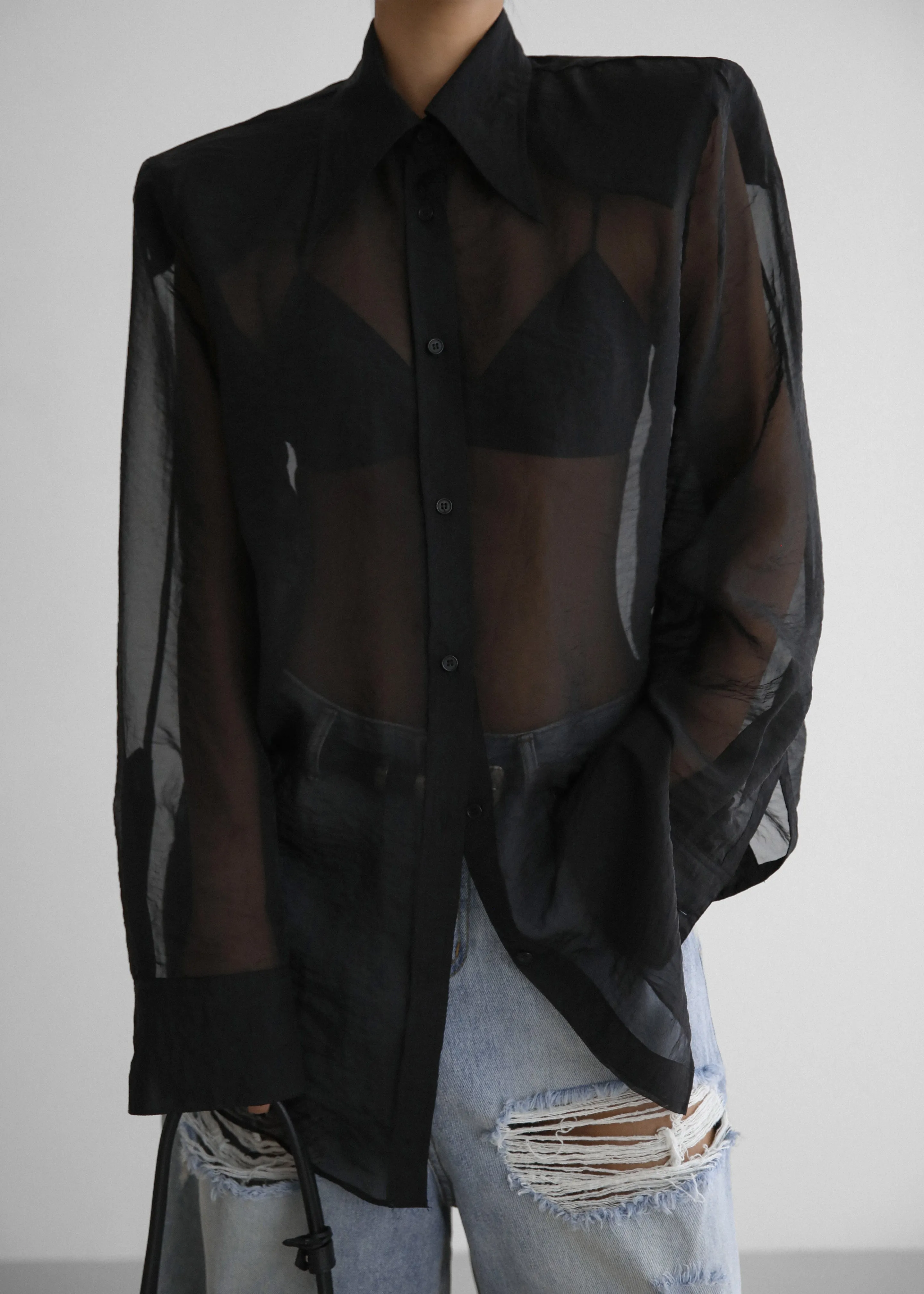 Jolene Semi Sheer Shirt - Black sold by Frankie Shop