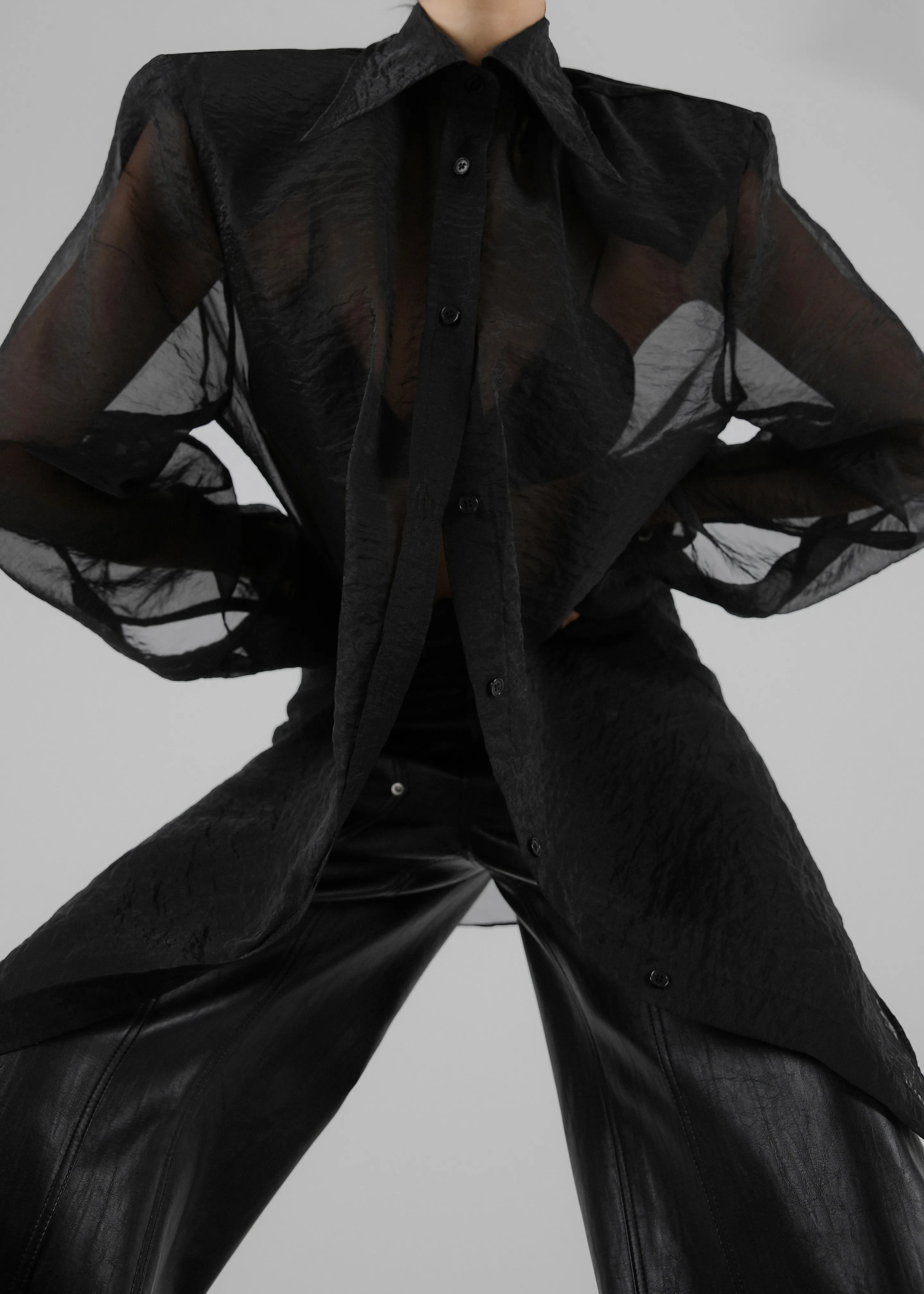 Jolene Semi Sheer Shirt - Black sold by Frankie Shop product image thumbnail 5