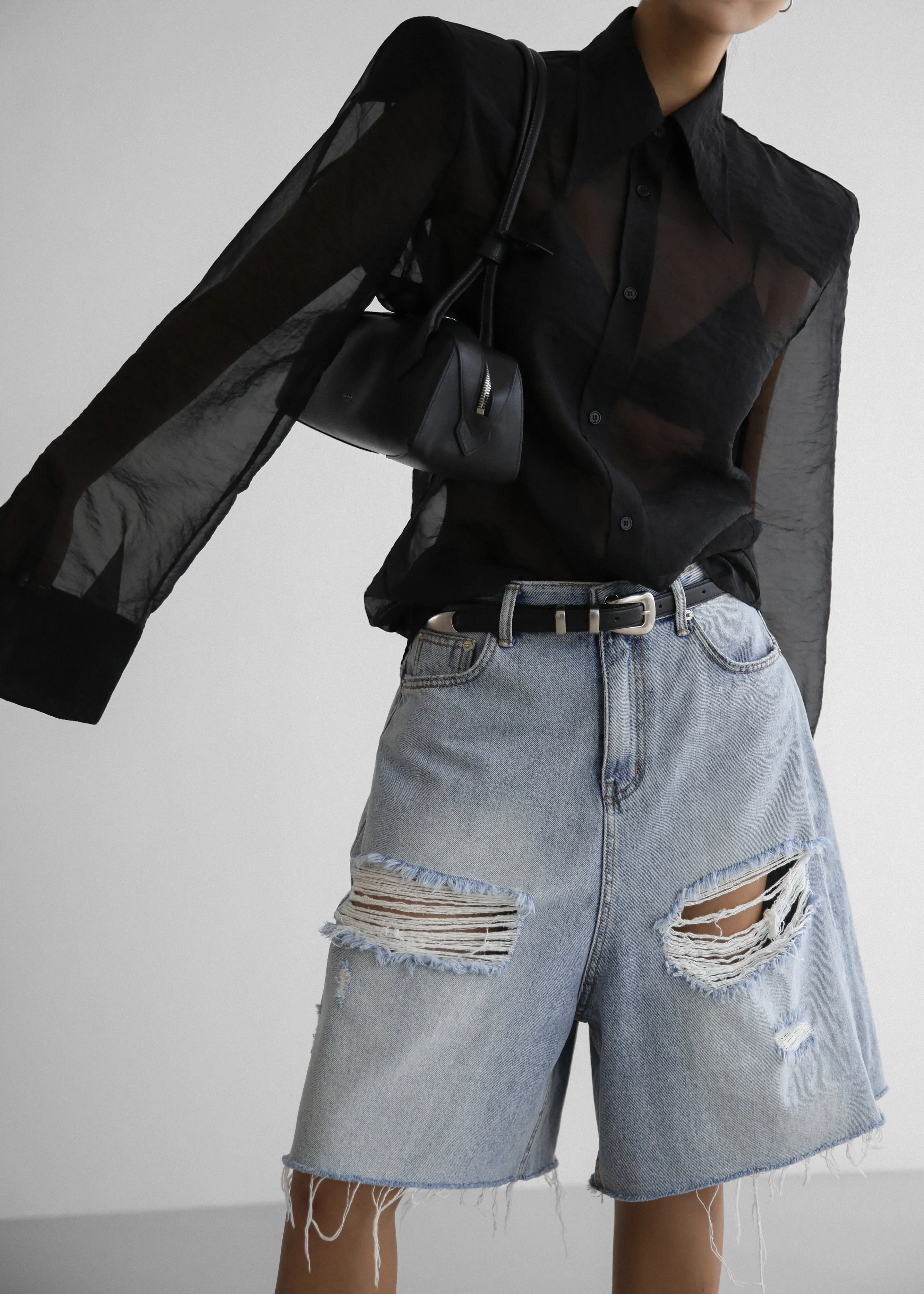 Jolene Semi Sheer Shirt - Black sold by Frankie Shop product image thumbnail 2
