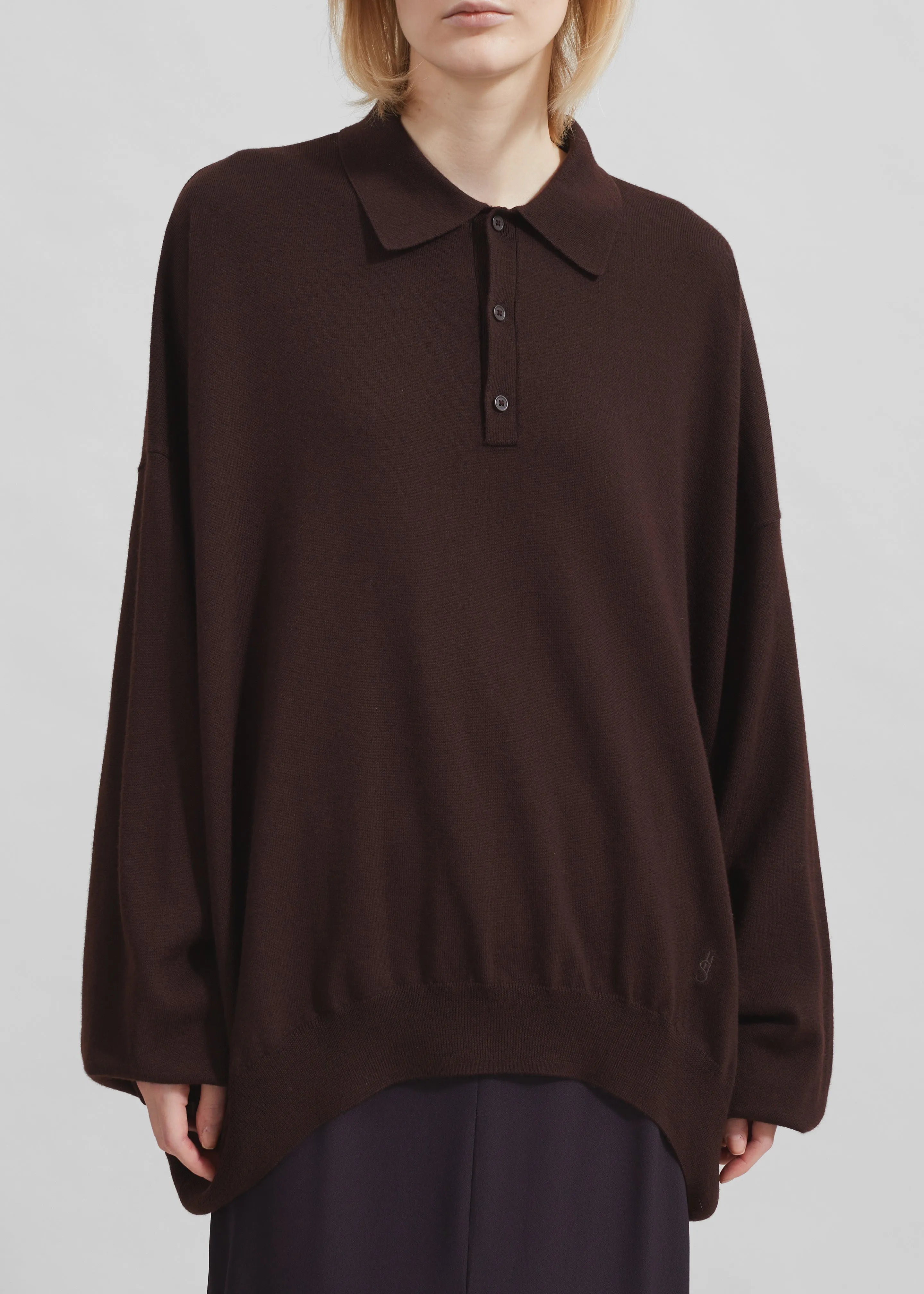 Meriel Wool Polo Sweater - Chocolate Plum sold by Frankie Shop product image thumbnail 4