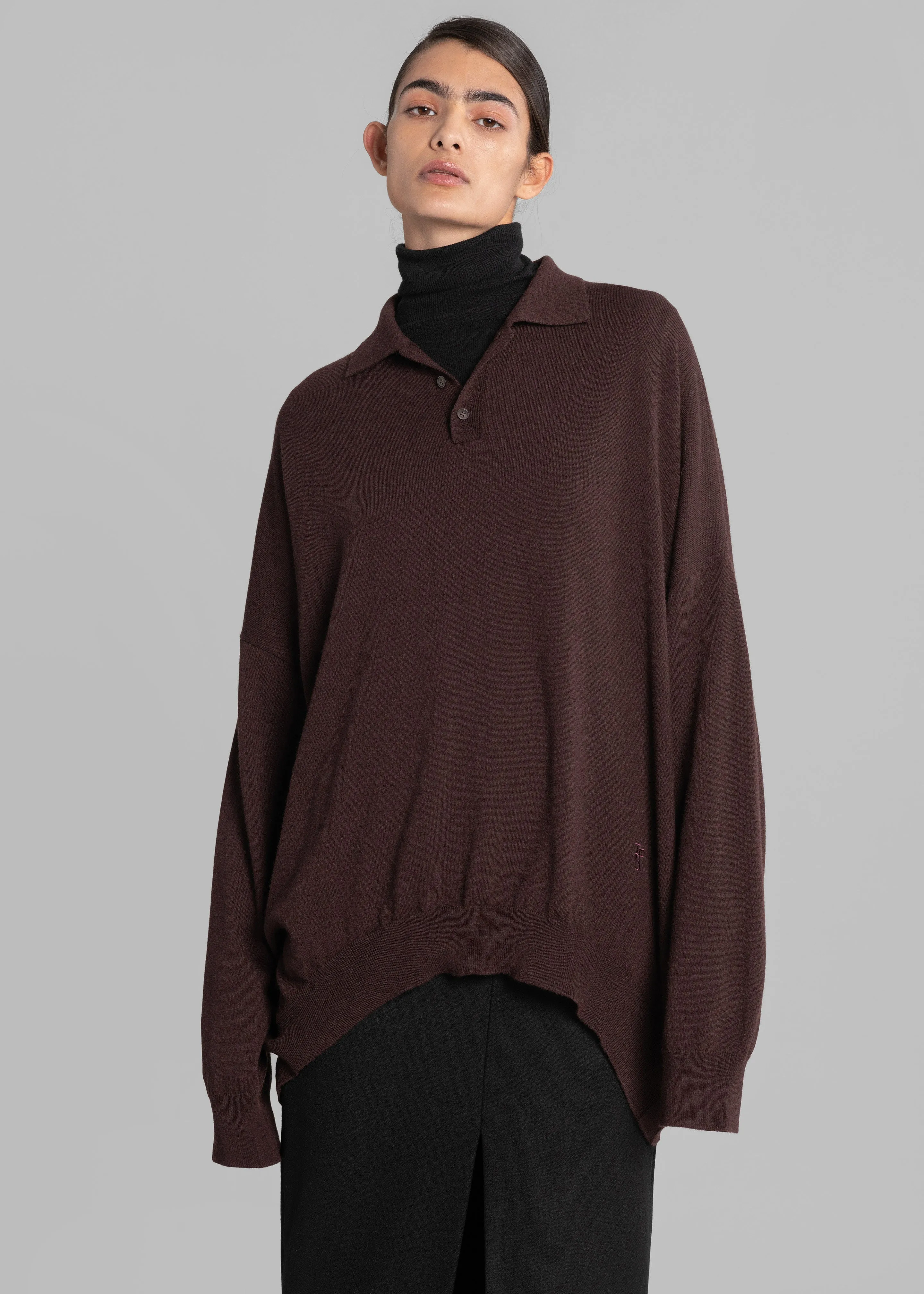Meriel Wool Polo Sweater - Chocolate Plum sold by Frankie Shop product image thumbnail 3