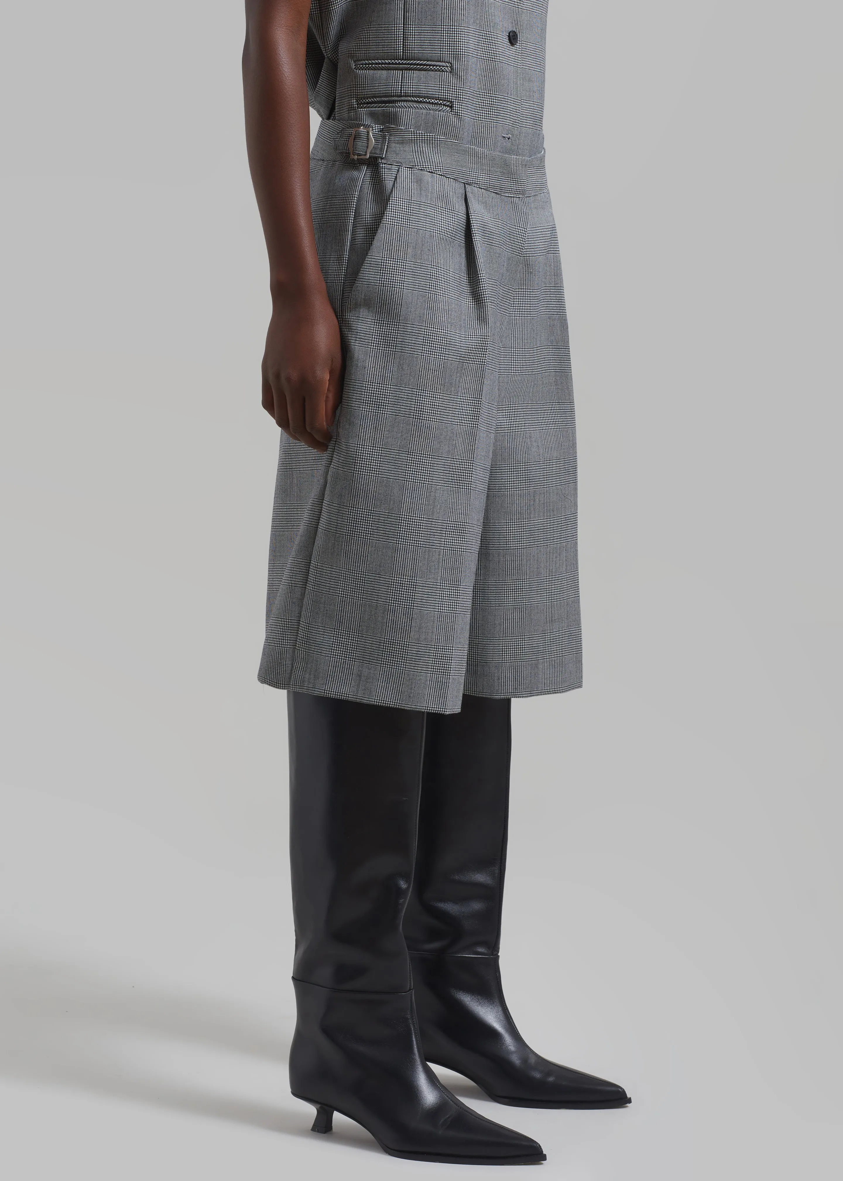 Essie Wool Bermuda Shorts - Light Grey Plaid sold by Frankie Shop product image thumbnail 2