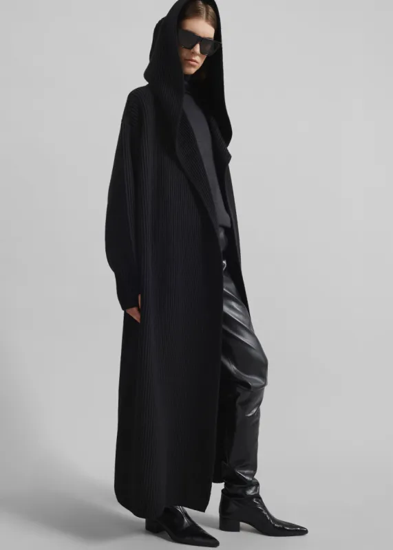 Parma Hooded Oversized Long Cardigan - Black made by Frankie Shop