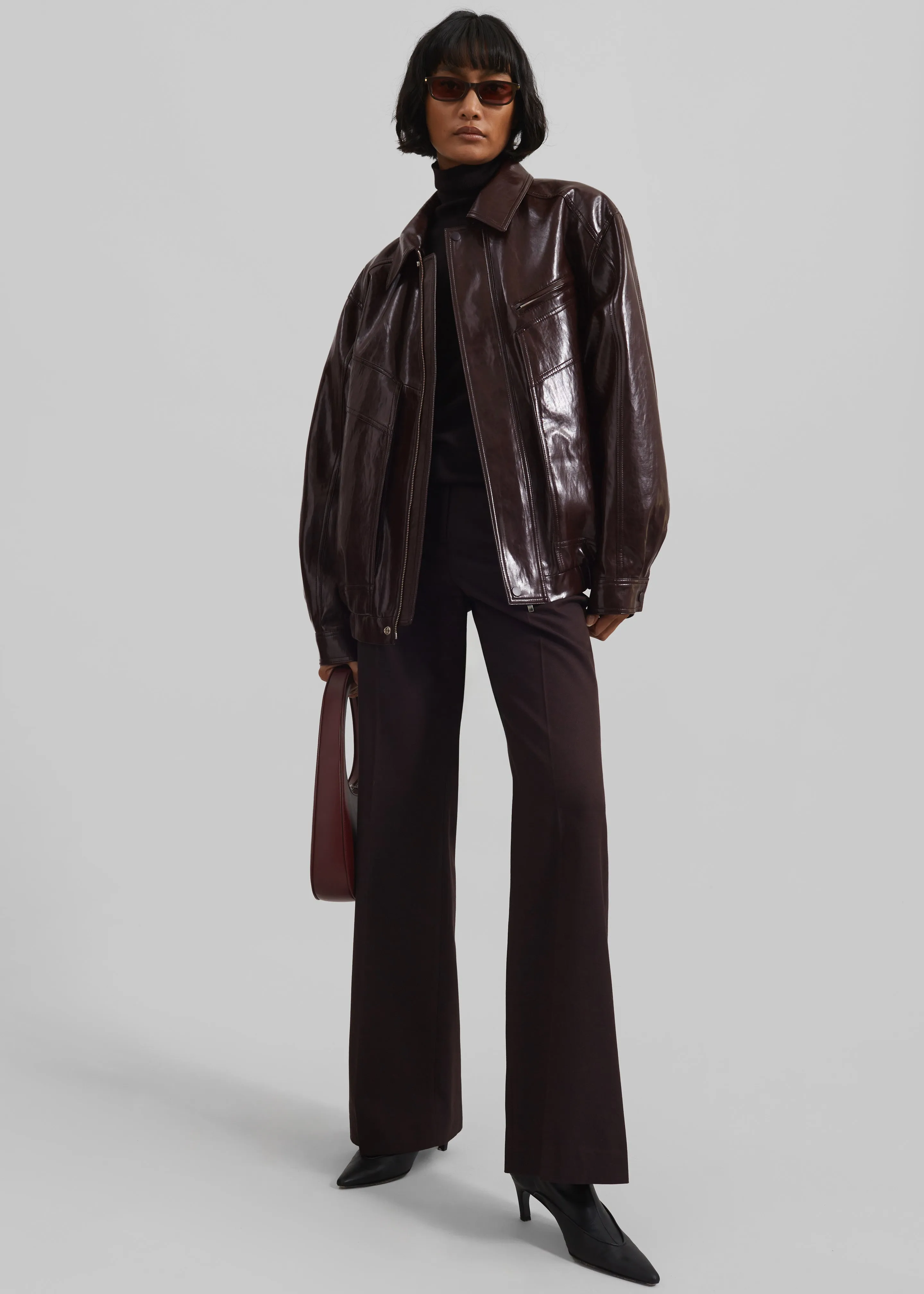 Risner Faux Leather Jacket - Burgundy sold by Frankie Shop product image thumbnail 3