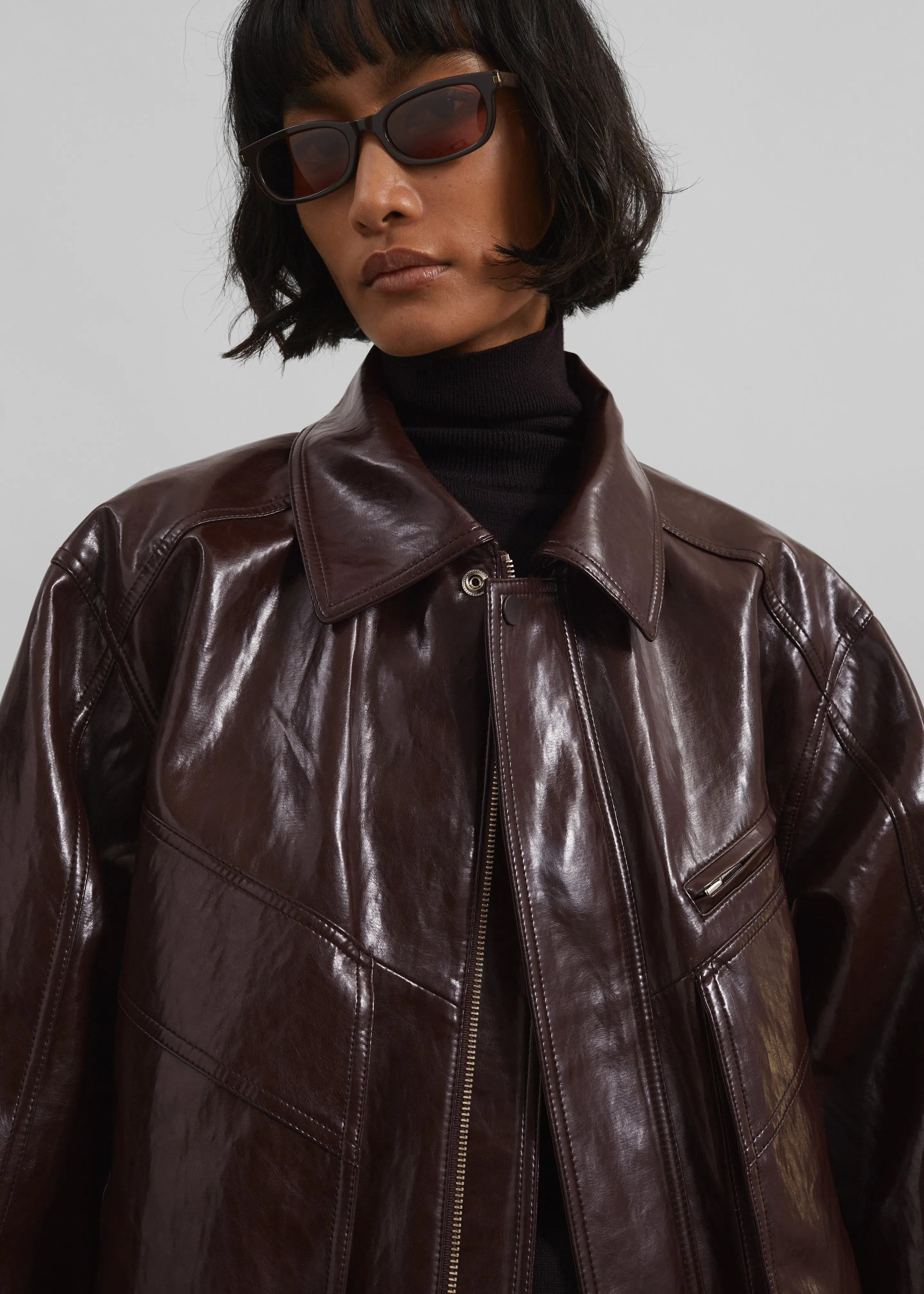 Risner Faux Leather Jacket - Burgundy sold by Frankie Shop product image thumbnail 5