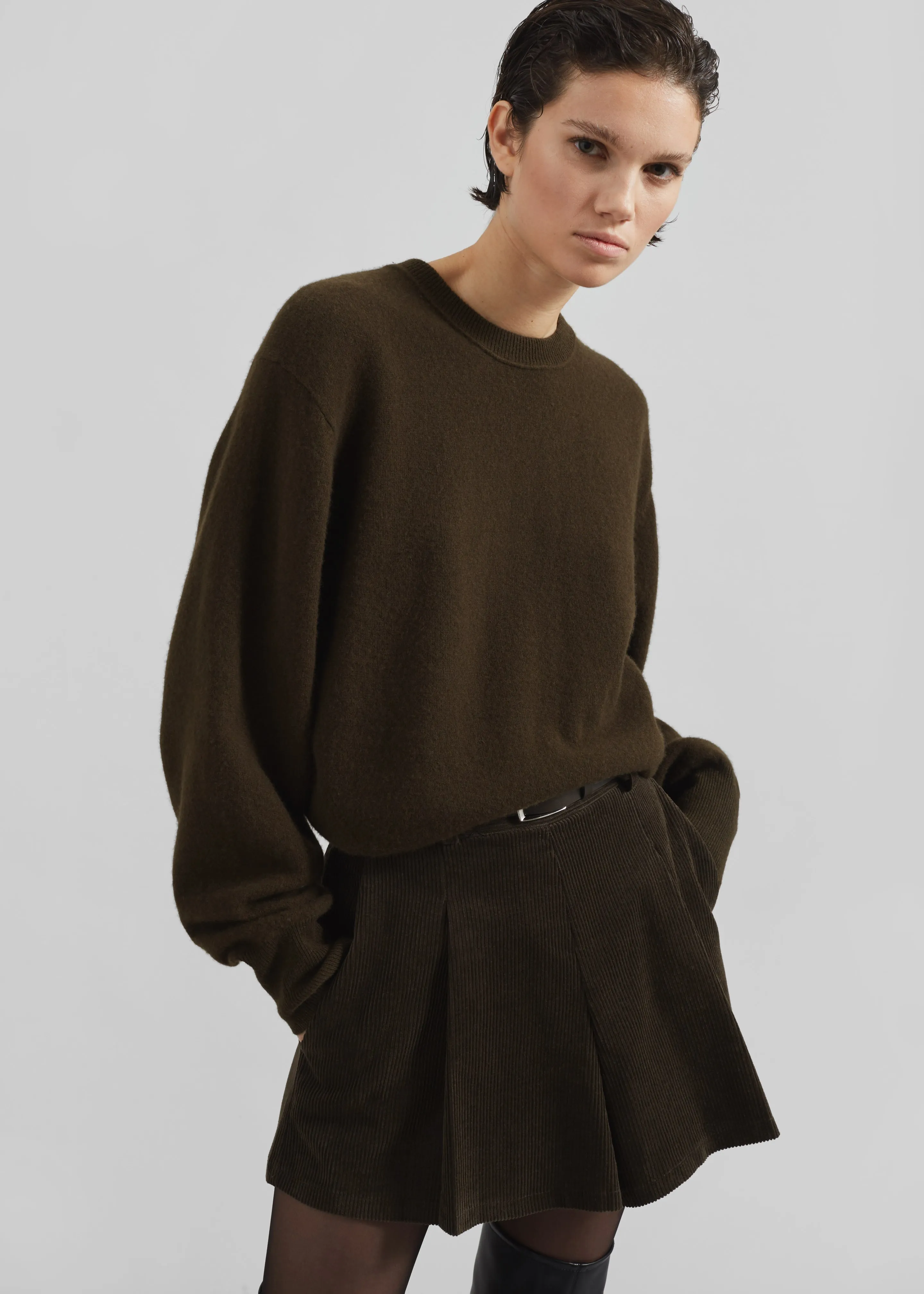 Oreni Corduroy Skort - Khaki sold by Frankie Shop product image thumbnail 2