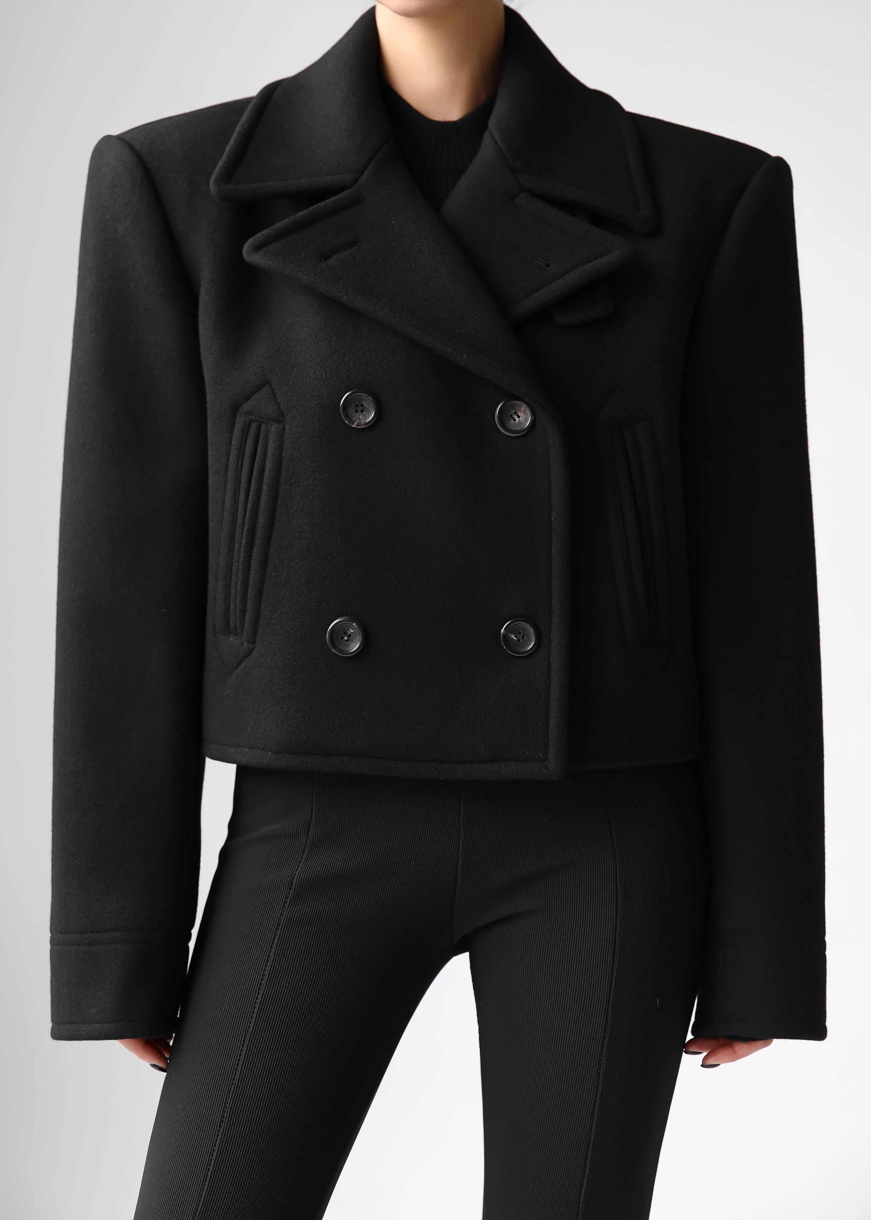 Roel Cropped Peacoat - Black sold by Frankie Shop product image thumbnail 5