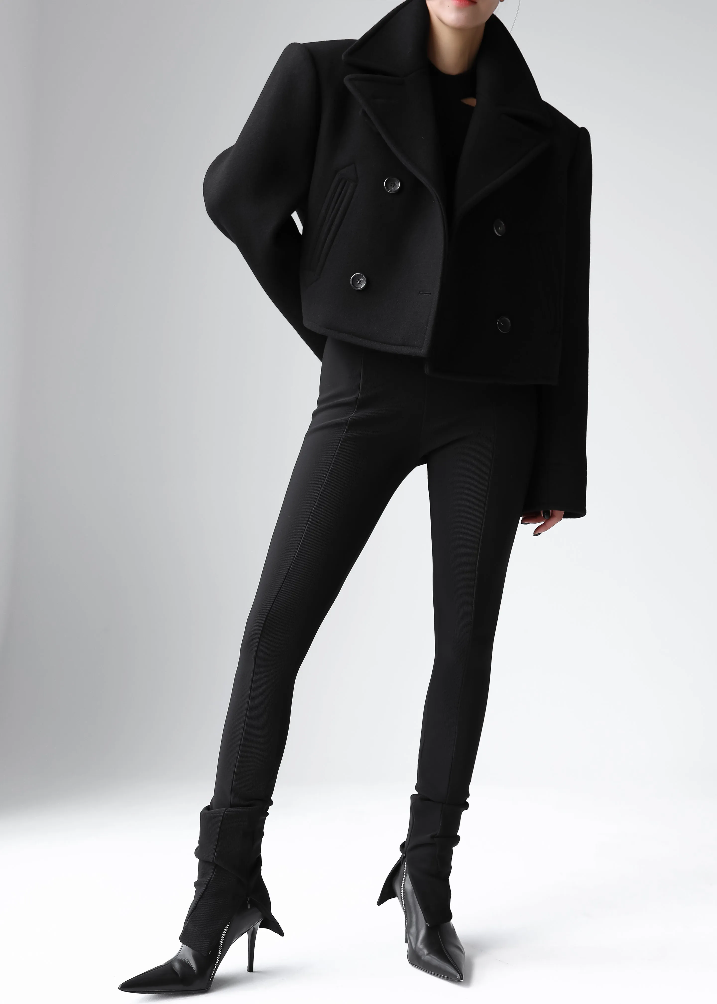 Roel Cropped Peacoat - Black sold by Frankie Shop product image thumbnail 3