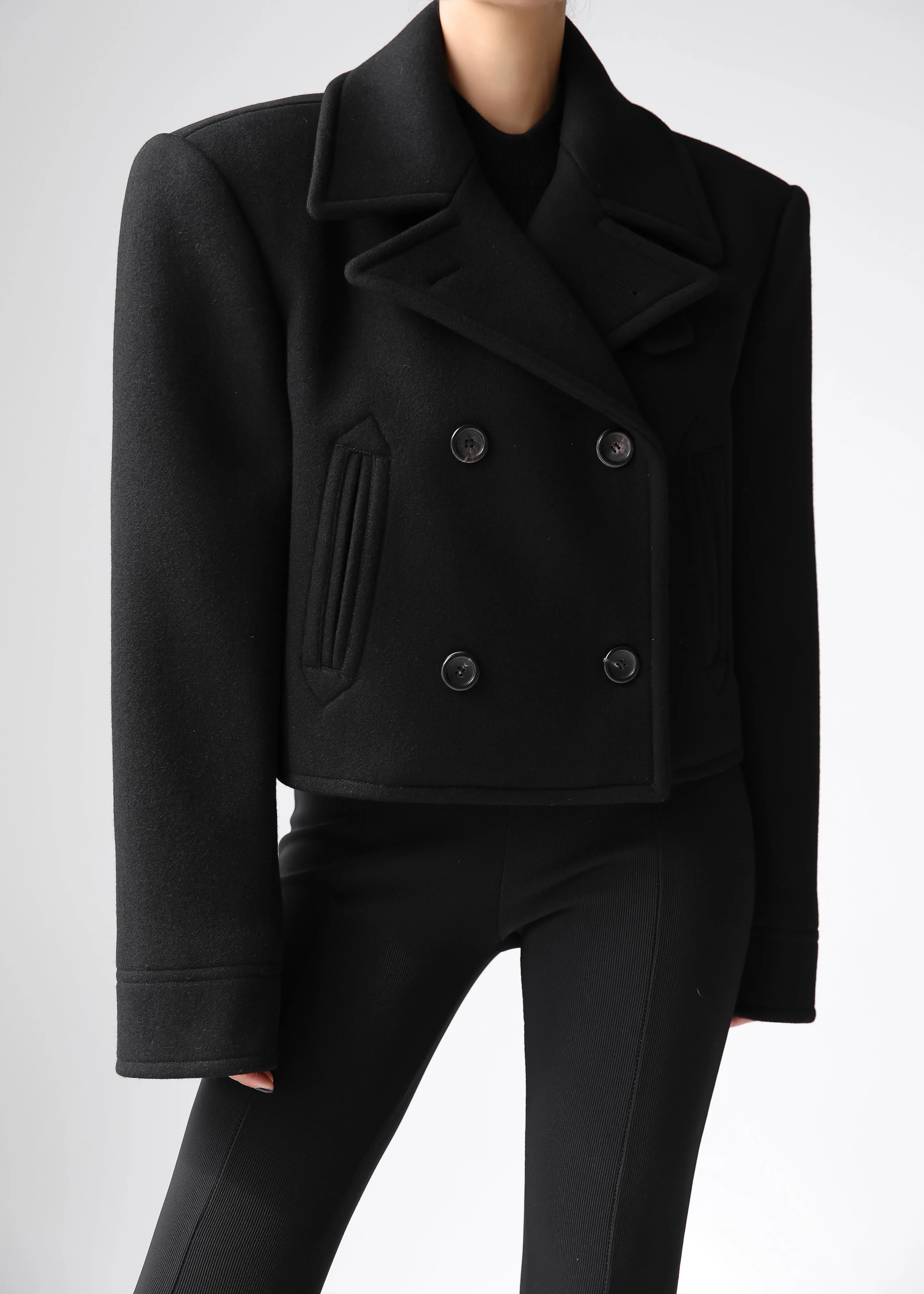 Roel Cropped Peacoat - Black sold by Frankie Shop product image thumbnail 2