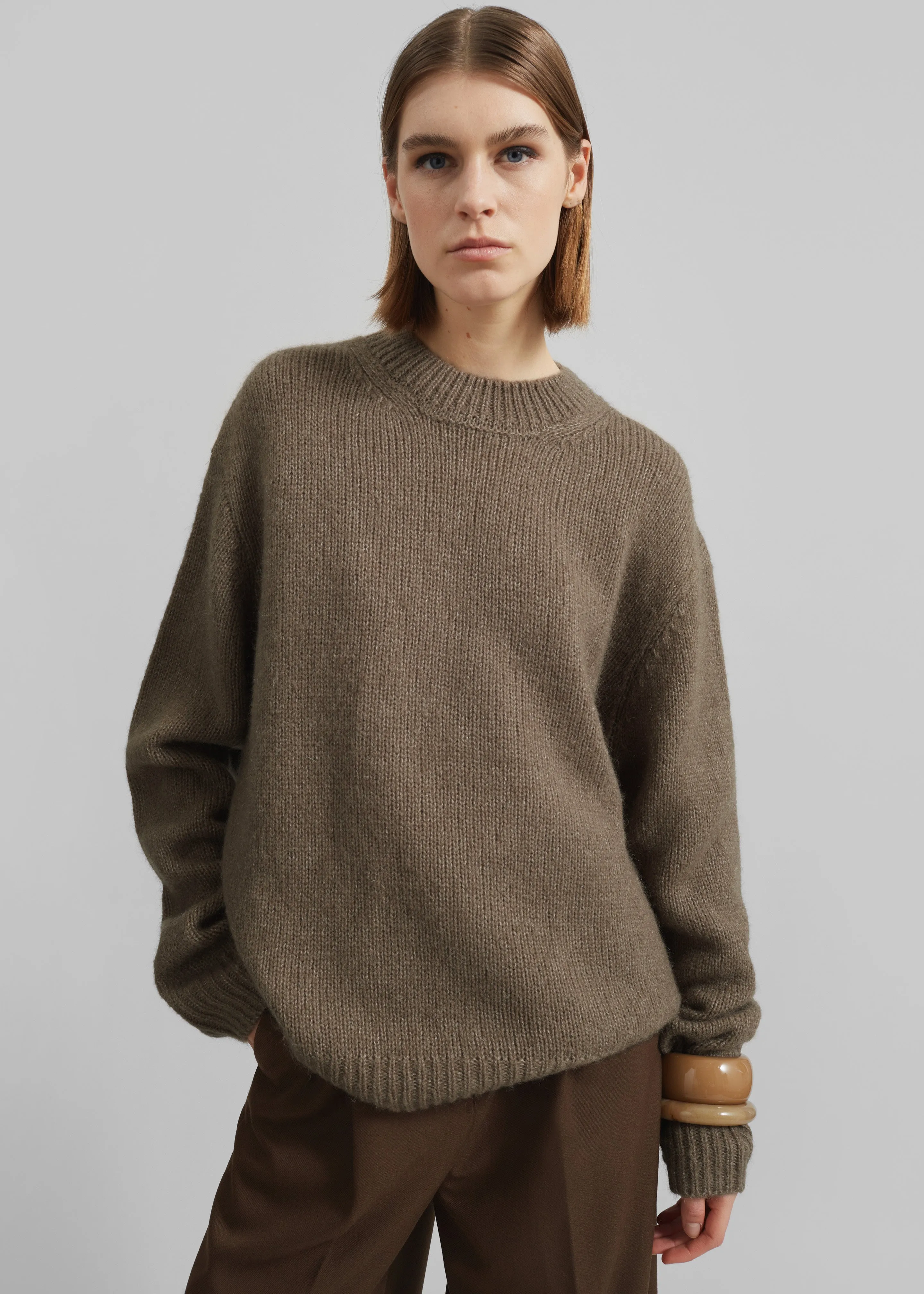 Eidra Crewneck Sweater - Taupe sold by Frankie Shop