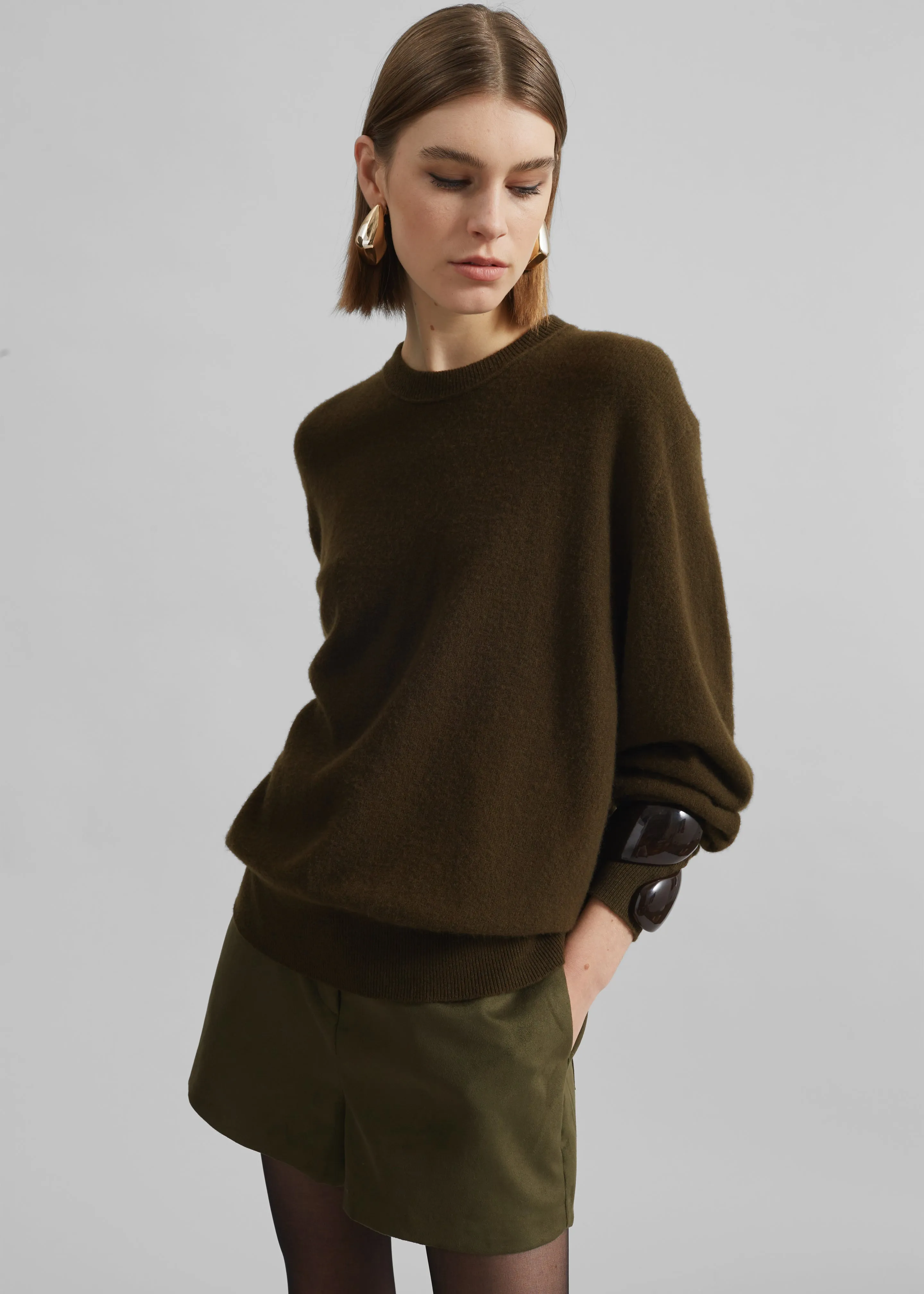 Isar Wool Crewneck Sweater - Khaki sold by Frankie Shop