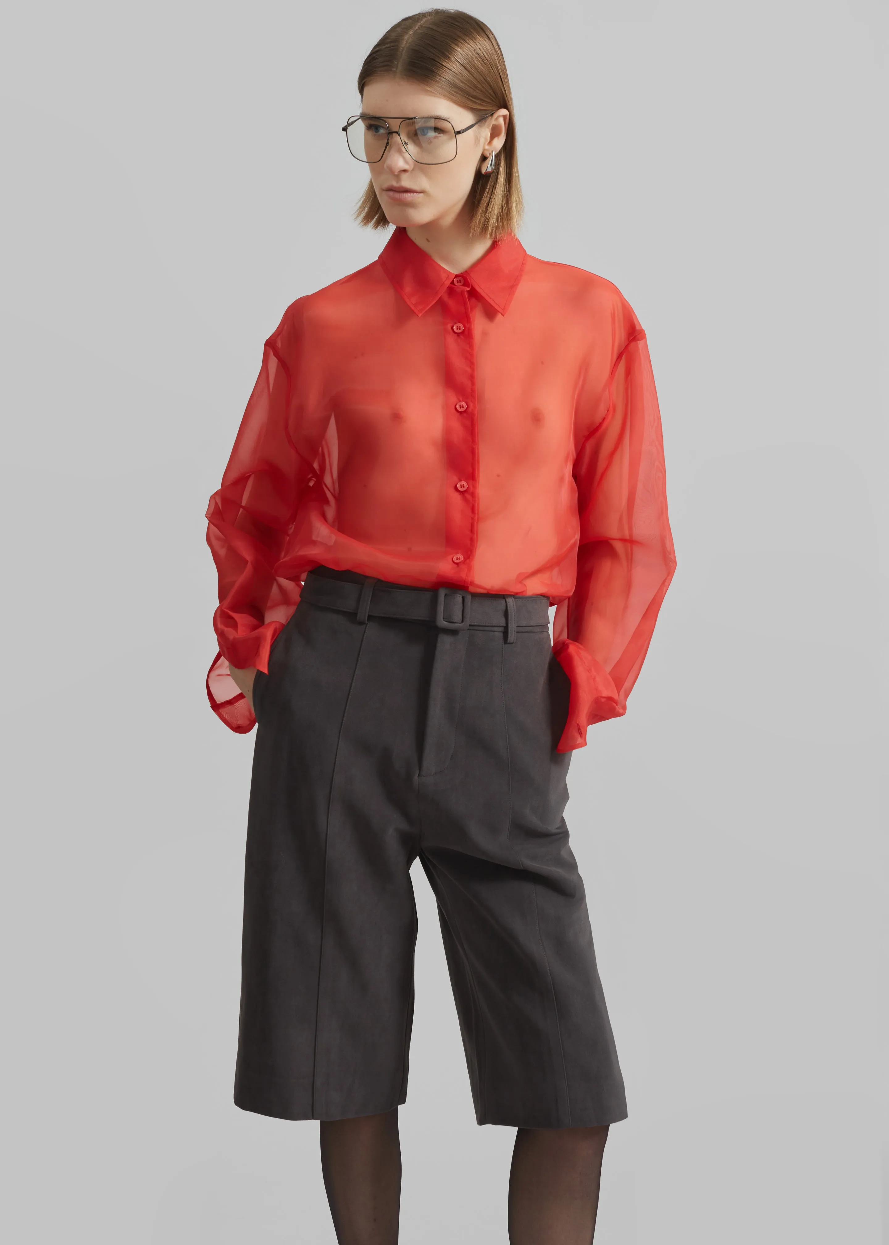 Peri Sheer Shirt - Red sold by Frankie Shop product image thumbnail 3
