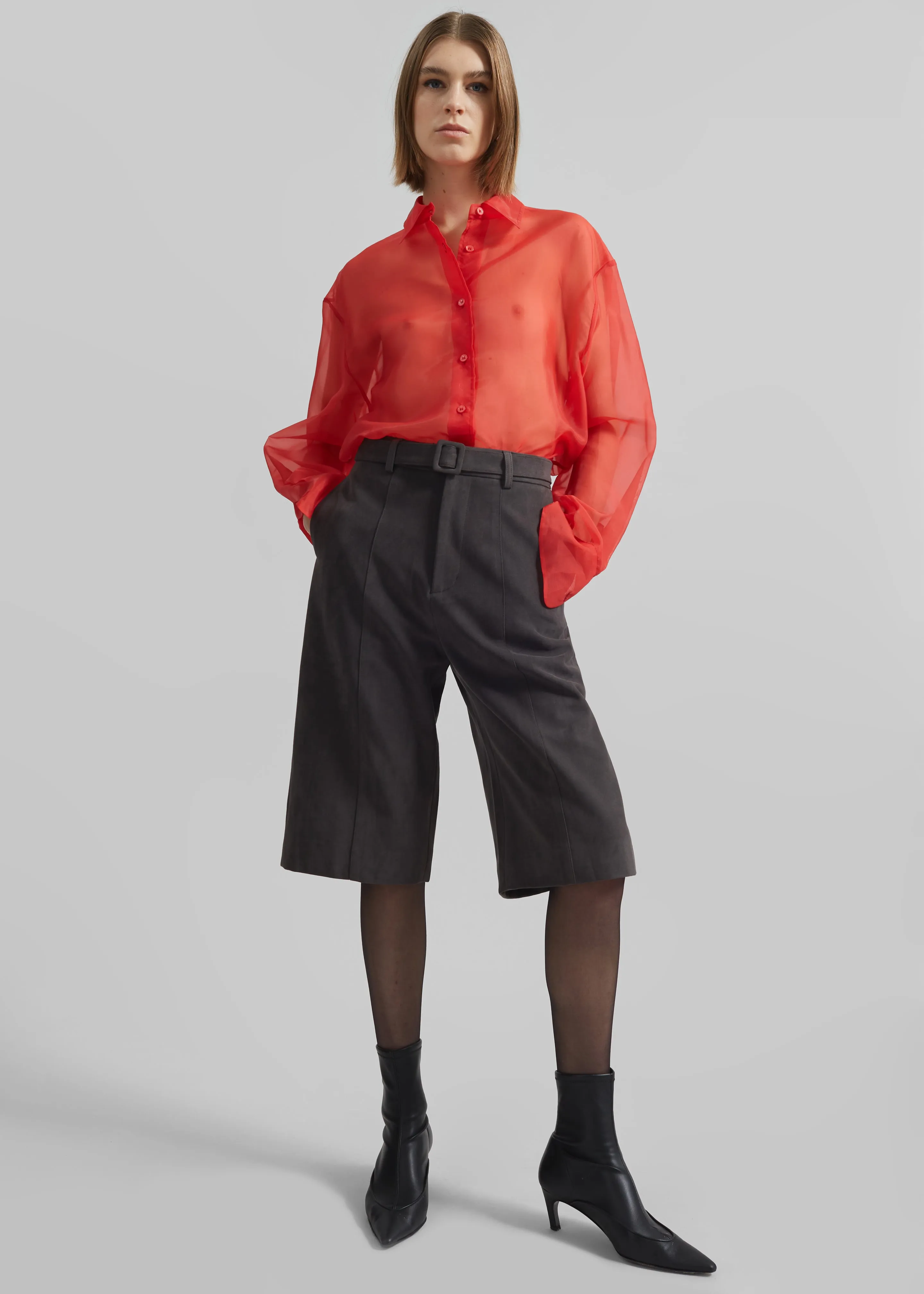 Peri Sheer Shirt - Red sold by Frankie Shop