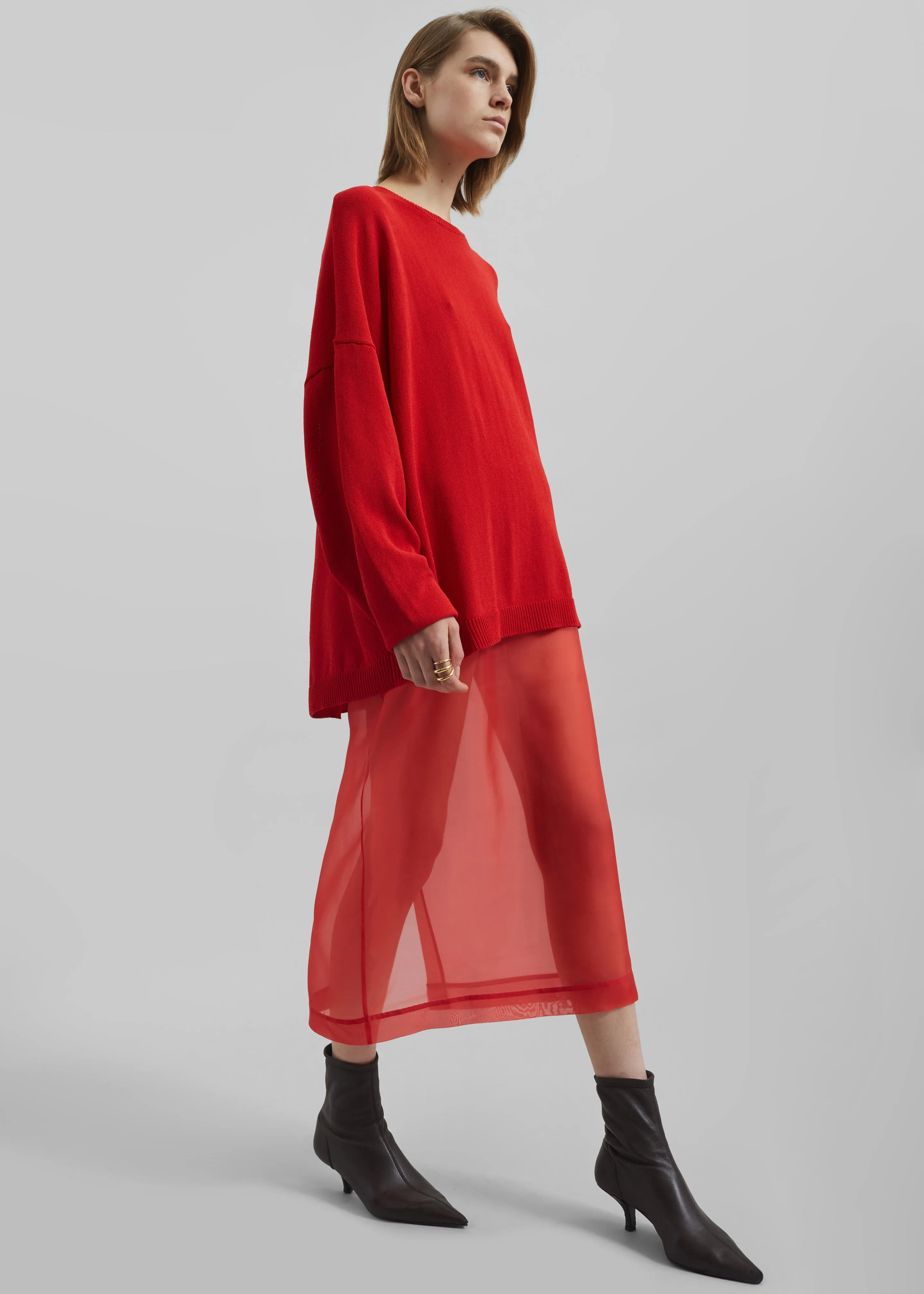 Peri Sheer Midi Skirt - Red sold by Frankie Shop product image thumbnail 5