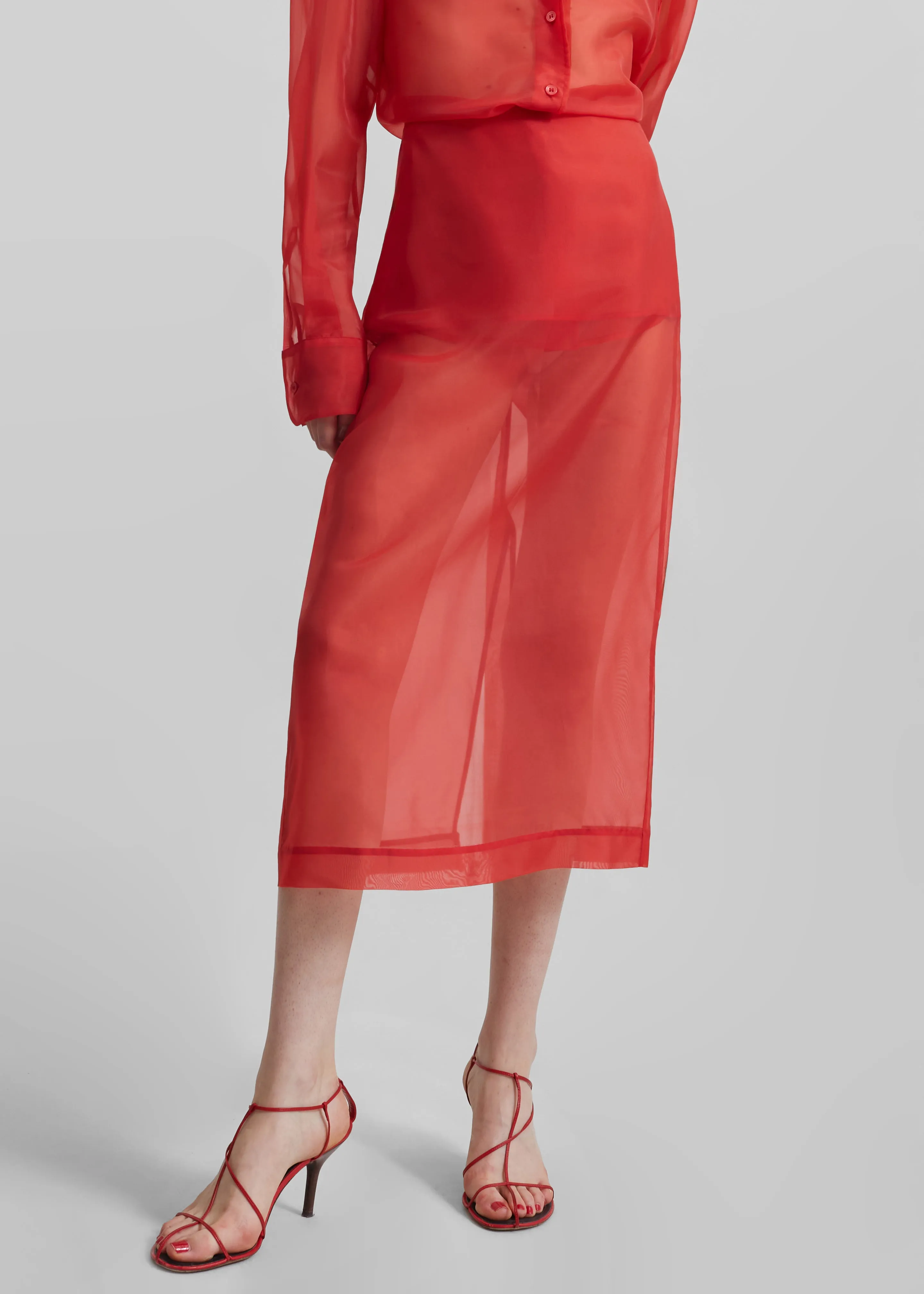 Peri Sheer Midi Skirt - Red sold by Frankie Shop product image thumbnail 3