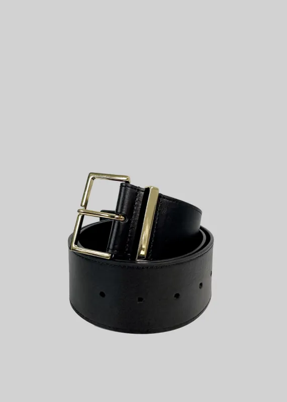 Evro Leather Belt - Black/Gold made by Frankie Shop