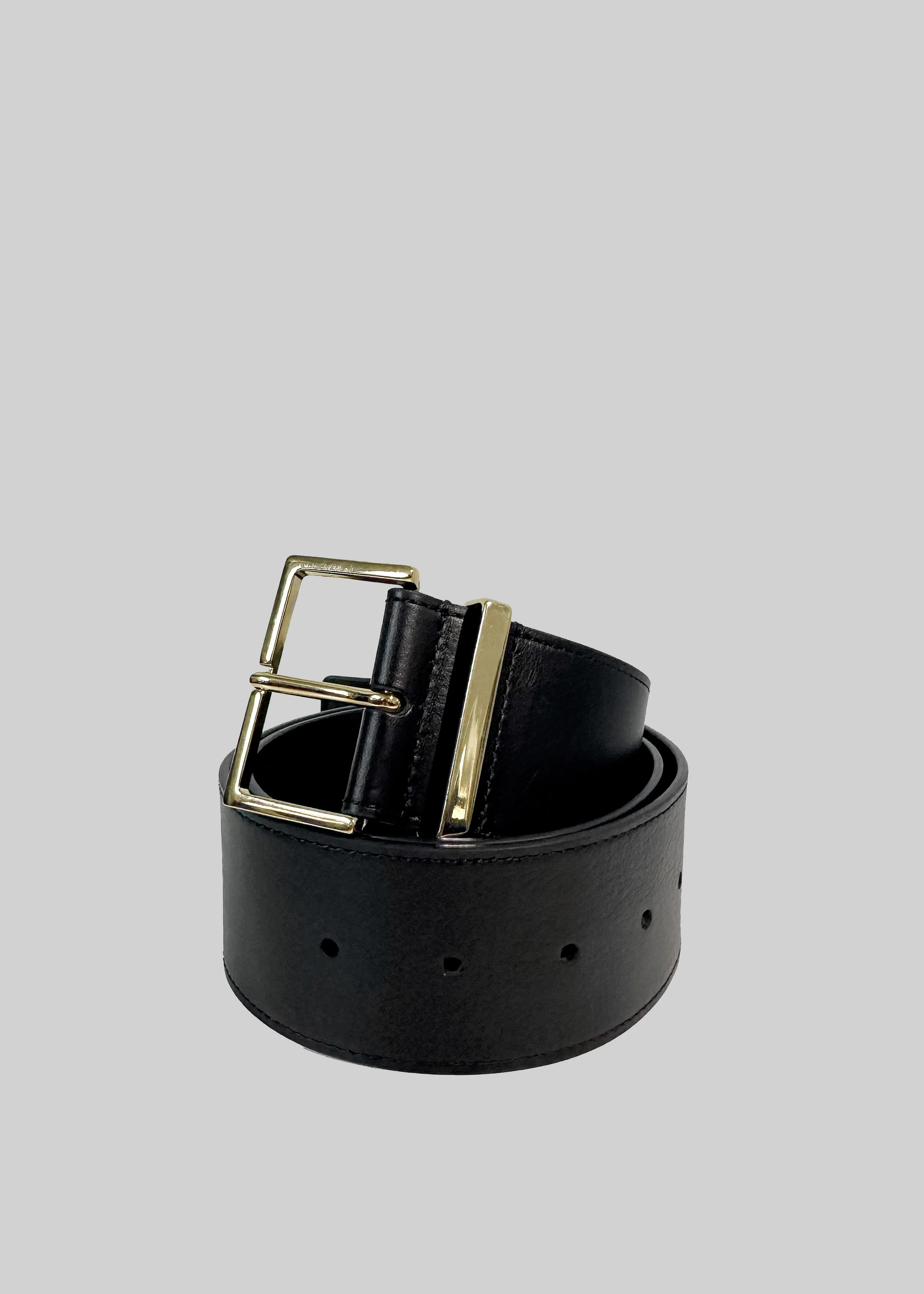 Evro Leather Belt - Black/Gold sold by Frankie Shop