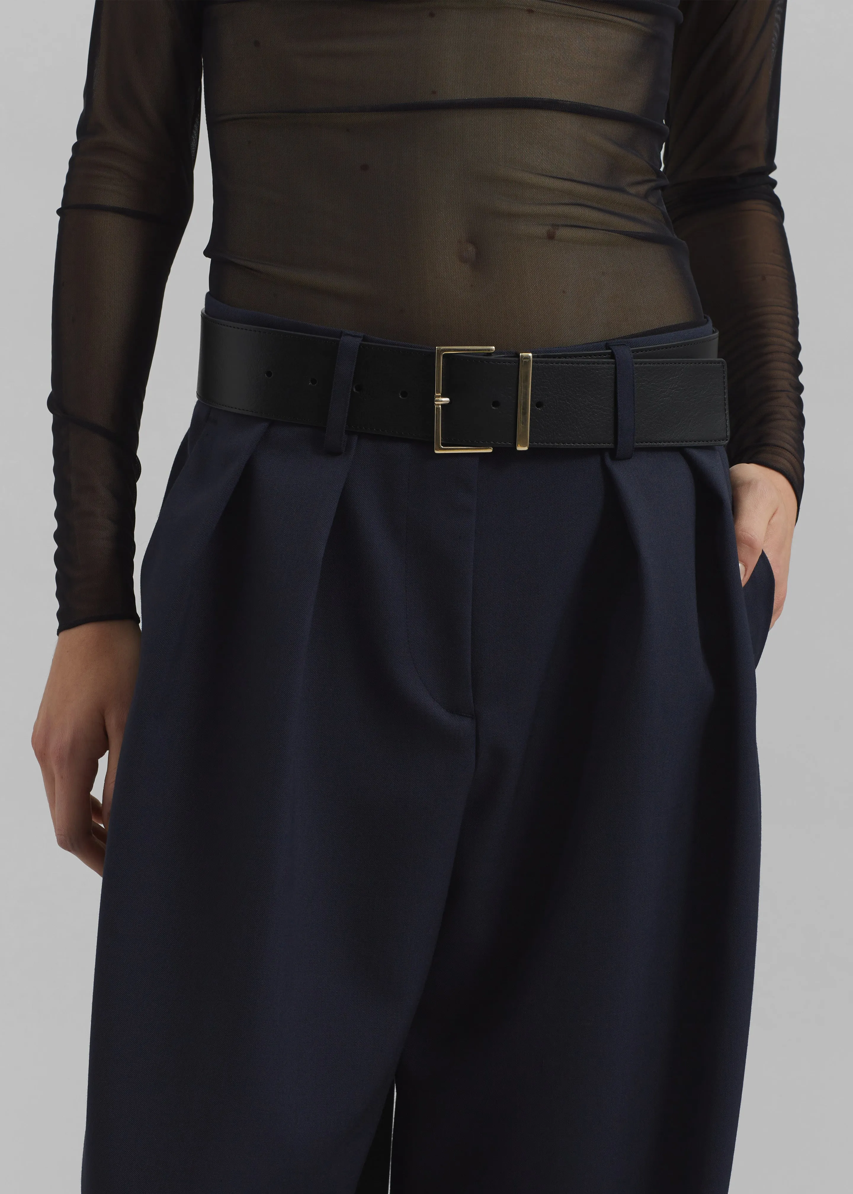 Evro Leather Belt - Black/Gold sold by Frankie Shop product image thumbnail 5