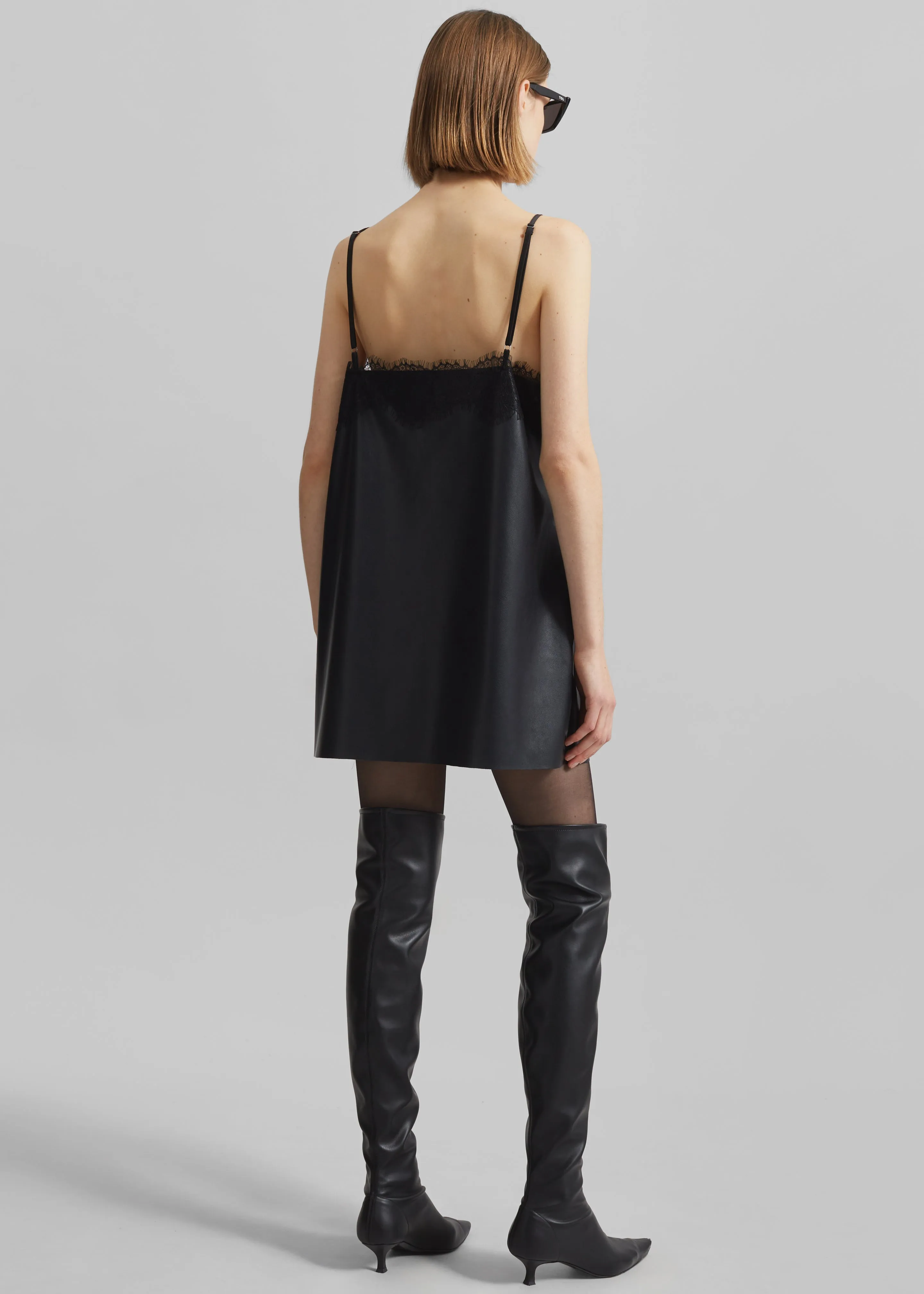 Riscah Lace Faux Leather Slip Dress - Black sold by Frankie Shop product image thumbnail 4