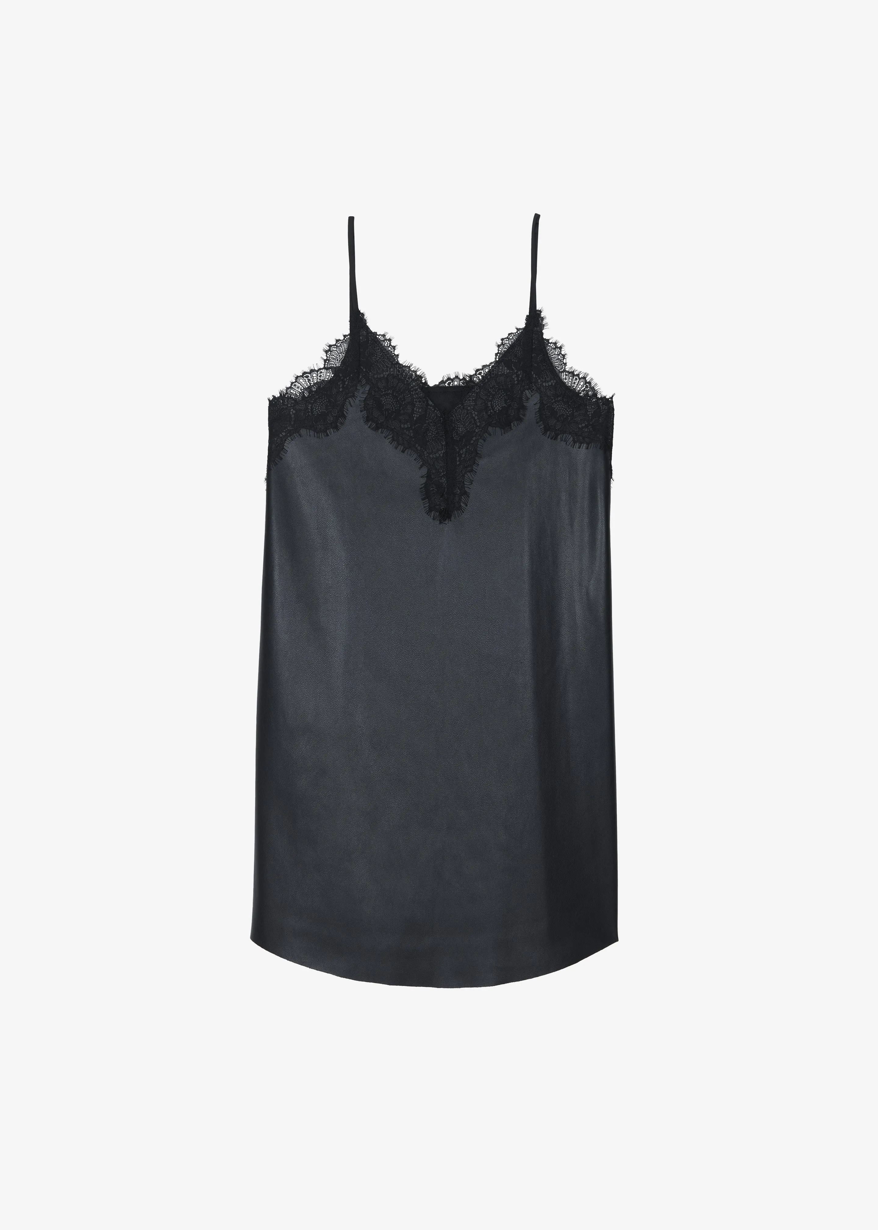 Riscah Lace Faux Leather Slip Dress - Black sold by Frankie Shop product image thumbnail 5