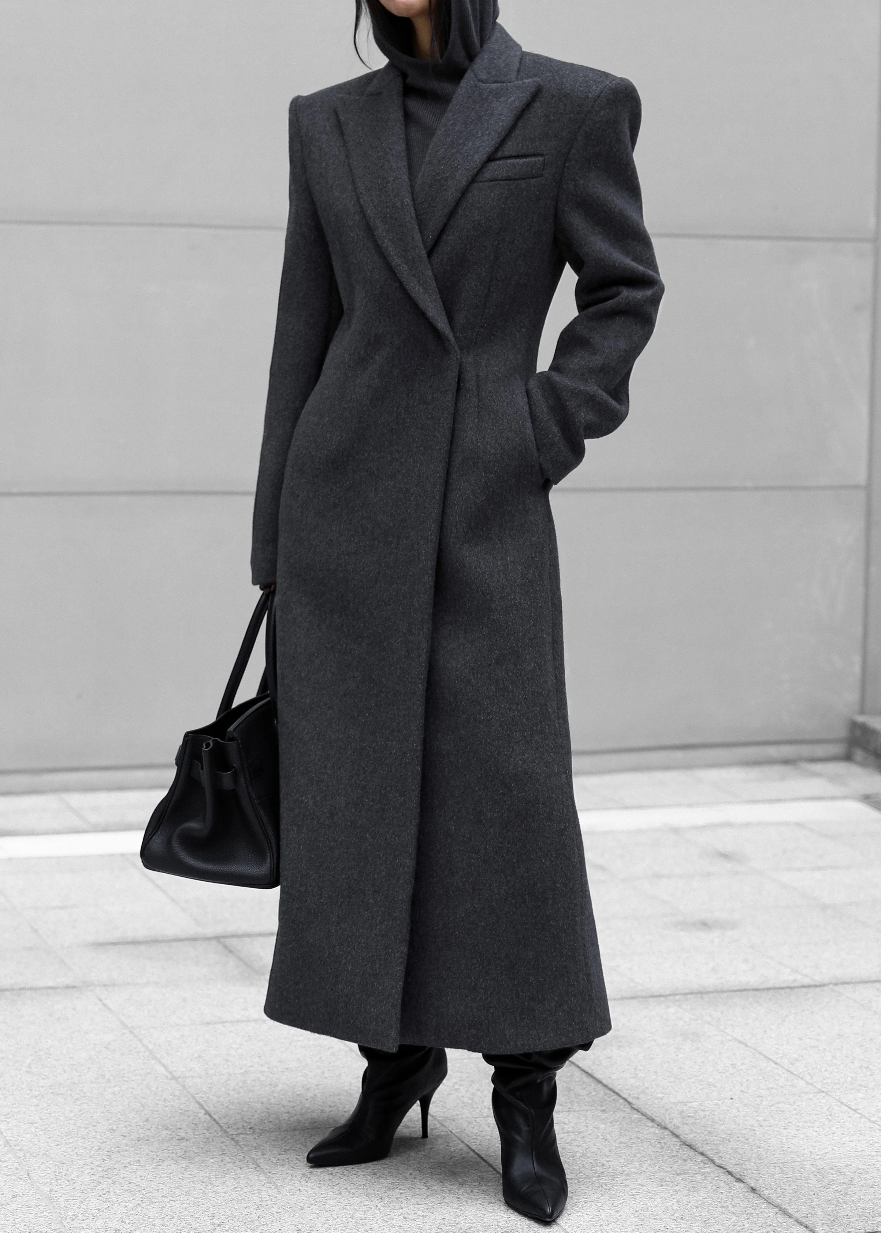 Melva Long Coat - Charcoal sold by Frankie Shop