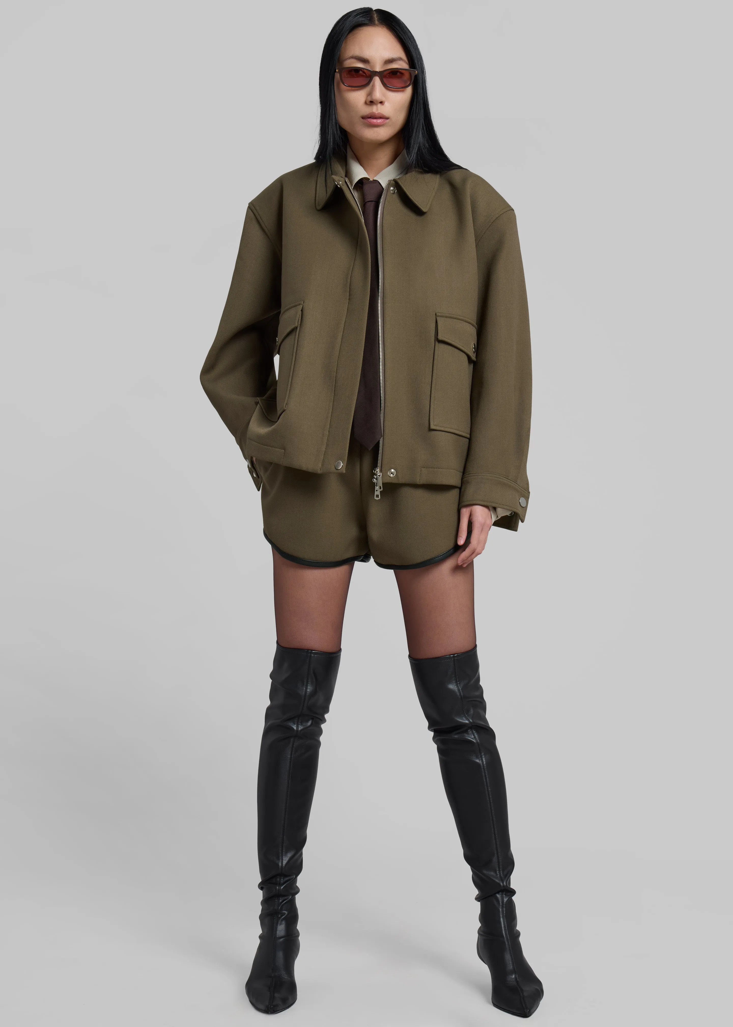 Neri Cropped Jacket - Khaki sold by Frankie Shop