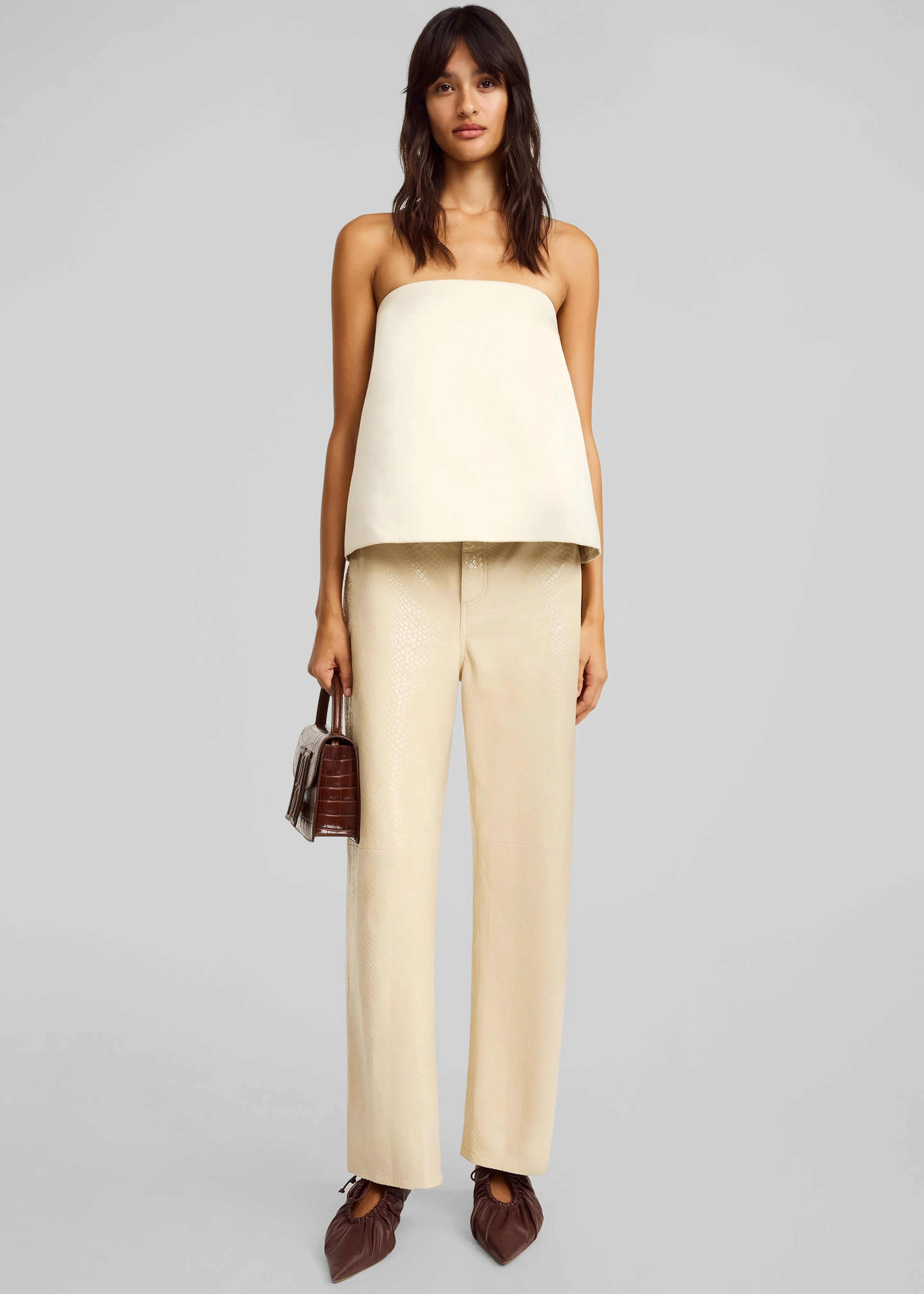 By Malene Birger Hermie Top - Oyster Gray sold by Frankie Shop