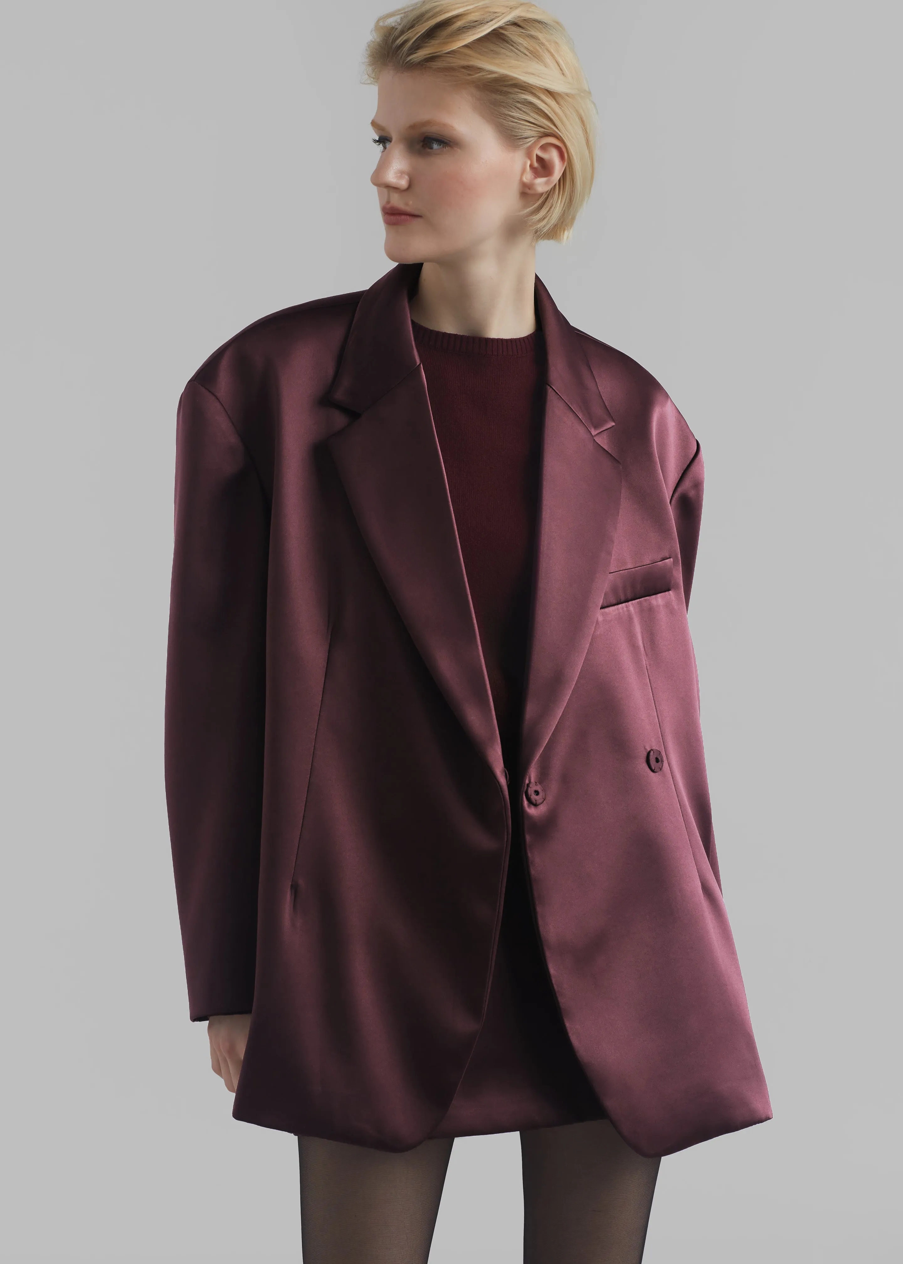 Jo Satin Blazer - Burgundy sold by Frankie Shop product image thumbnail 3