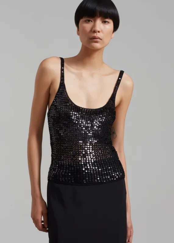 Matteau Crochet Sequins Tank - Black sold by Frankie Shop