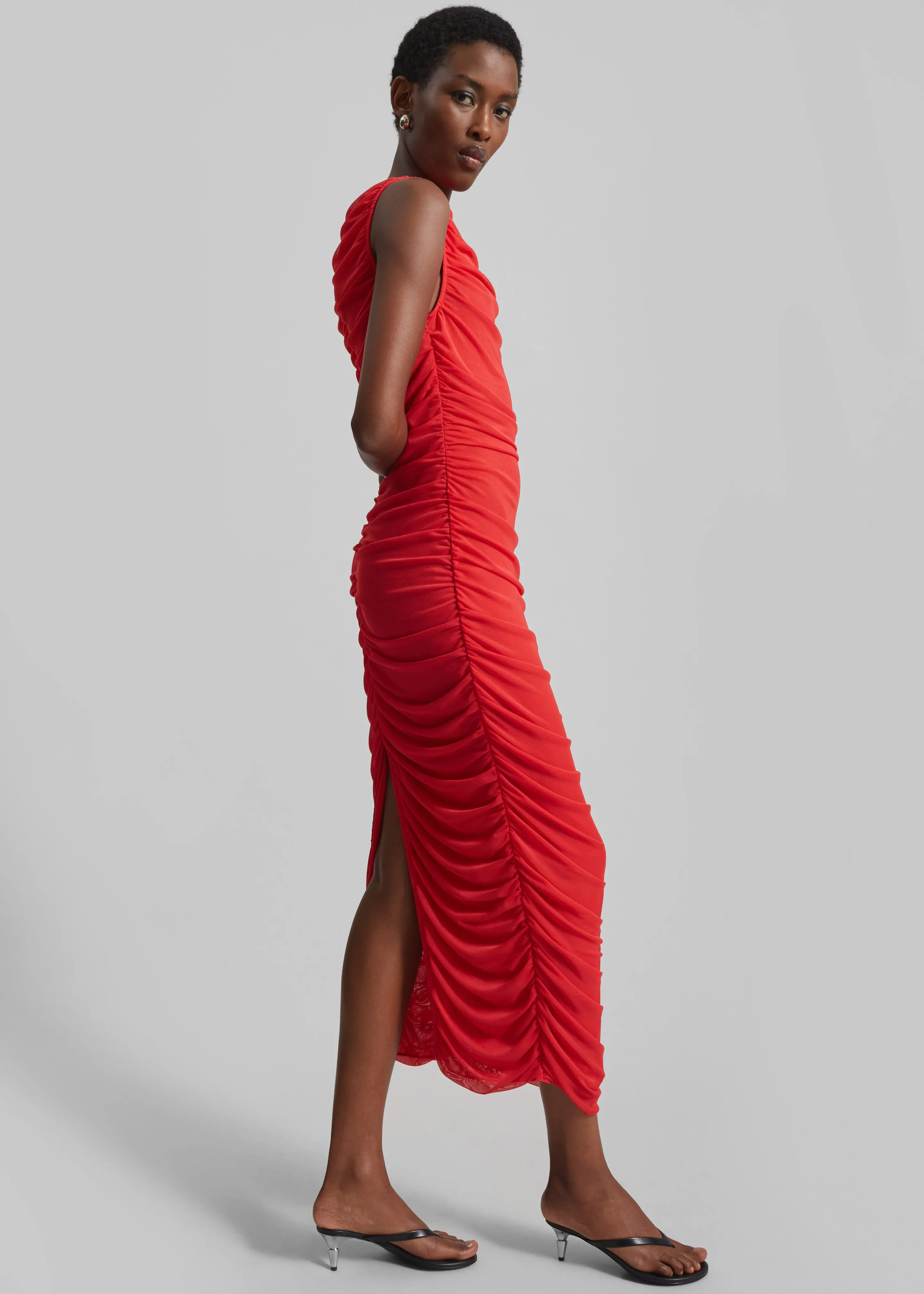 Rotate Mesh Midi Dress - High Risk Red sold by Frankie Shop product image thumbnail 3