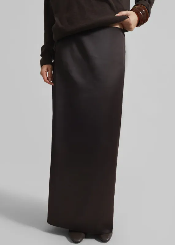 Hencil Satin Maxi Skirt - Brown sold by Frankie Shop