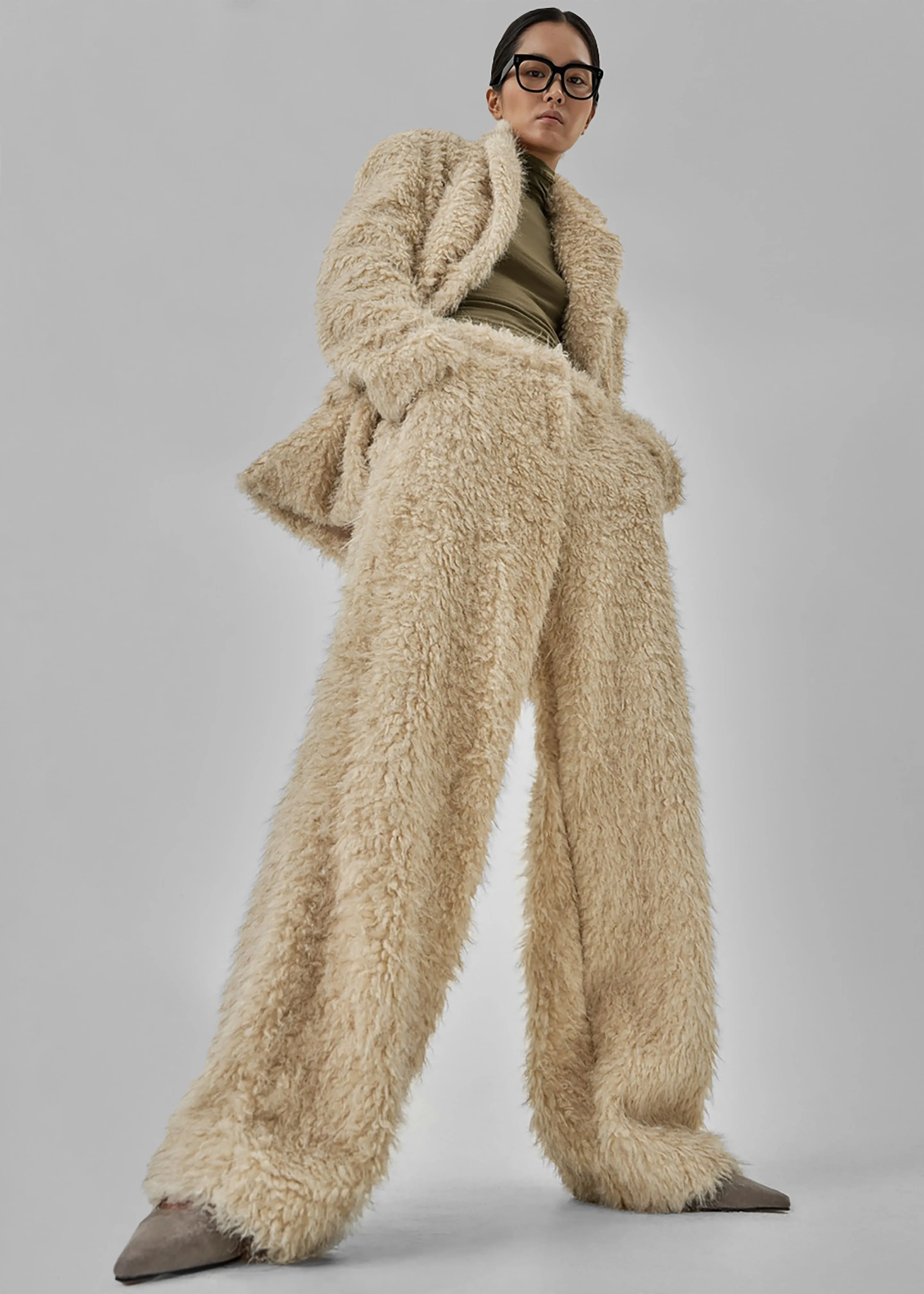 【typeservice】24fw Fur Trim Pants Verbie Furry Pants - Cream | Parallel
