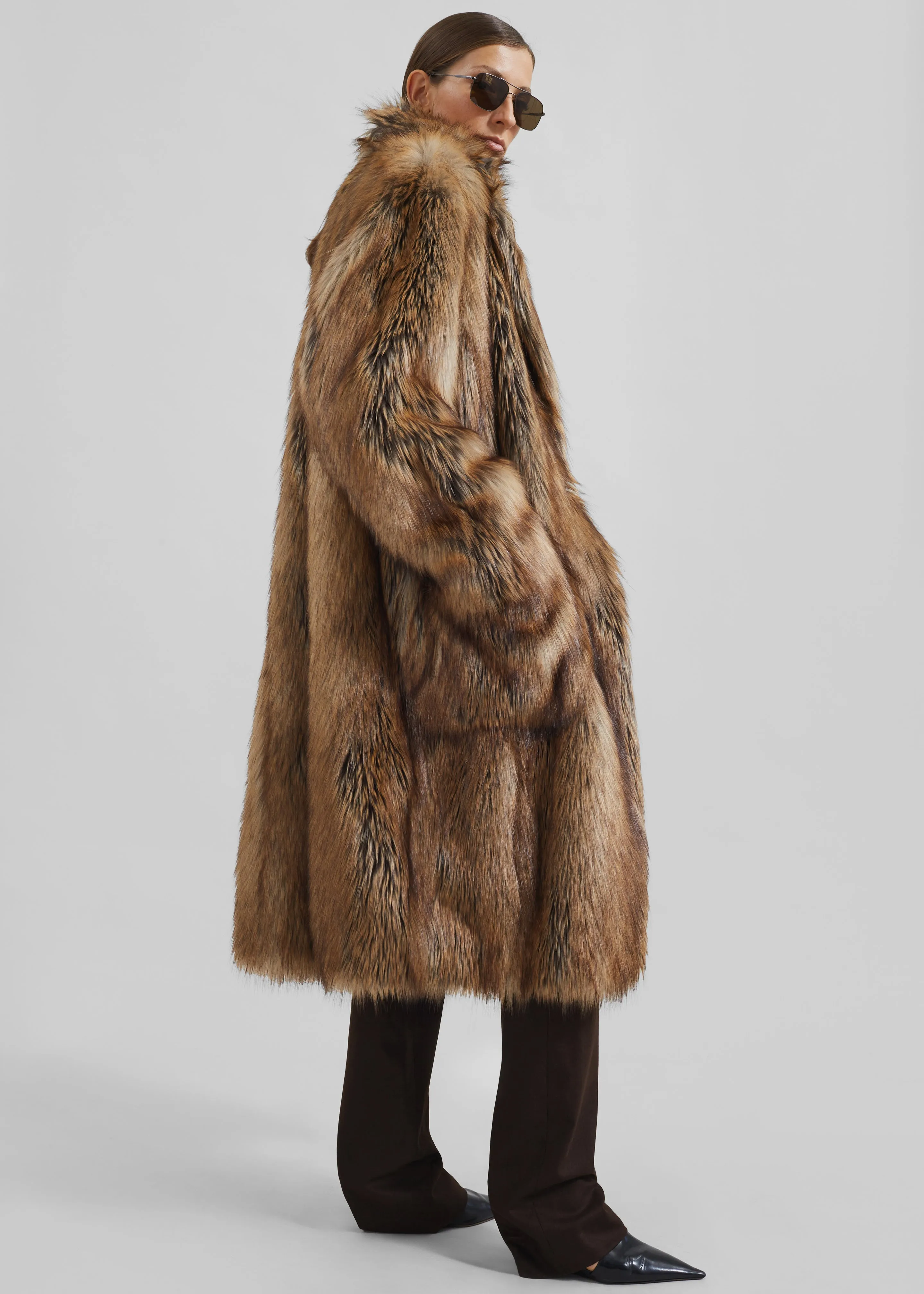 Rella Faux Fur Coat Camel Parallel