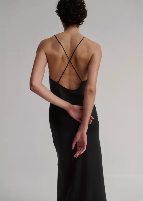 Matin Silk Bias Dress - Black sold by Frankie Shop