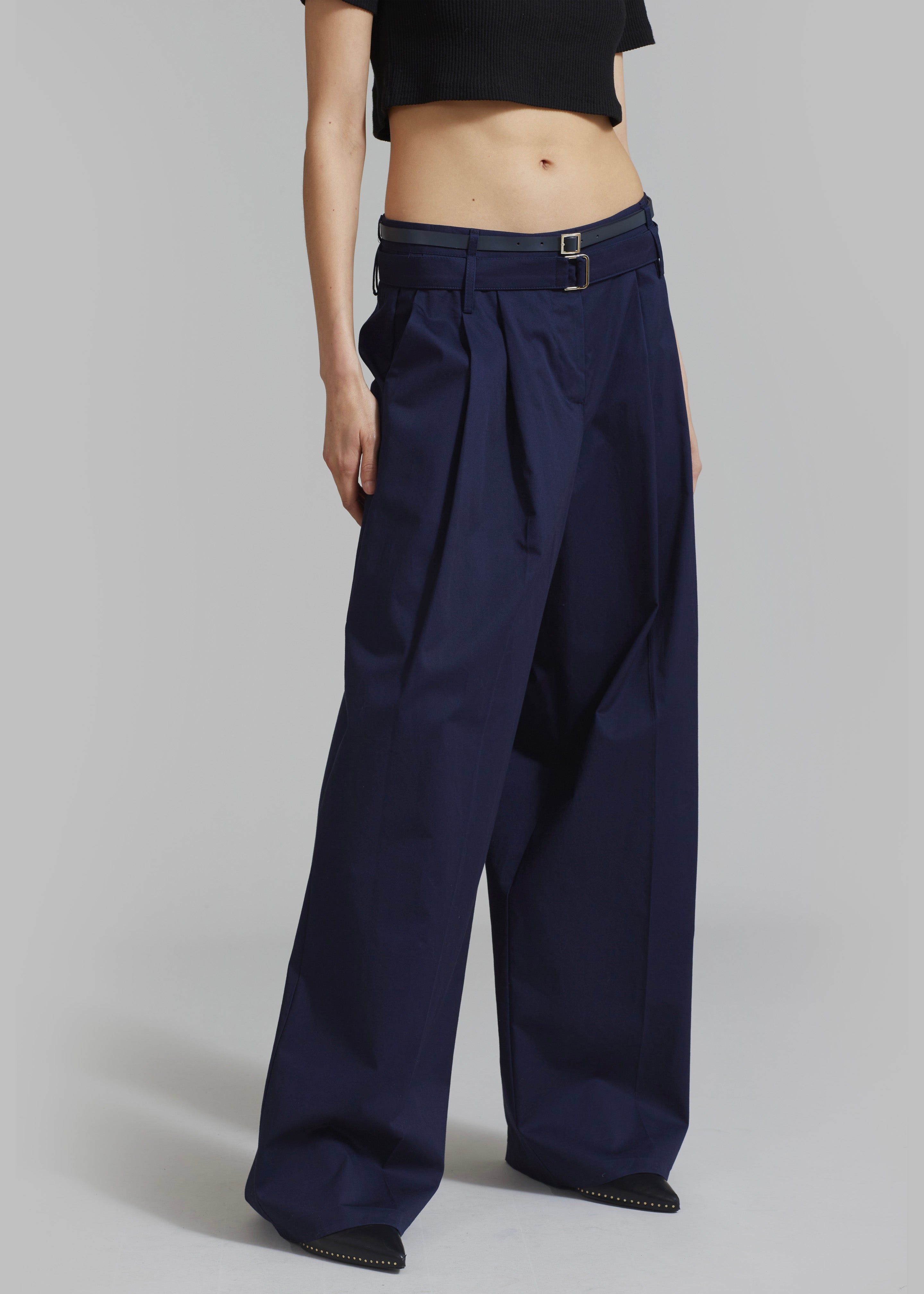Joan Double Belted Pants - Navy sold by Frankie Shop